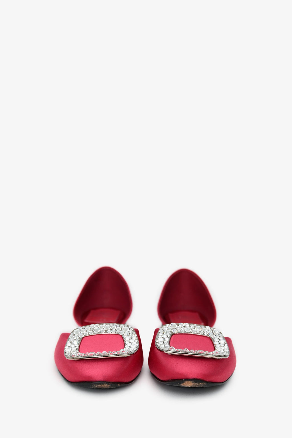 Roger Vivier Pink Satin D'Orsay Crystal Embellished Flats Size 36