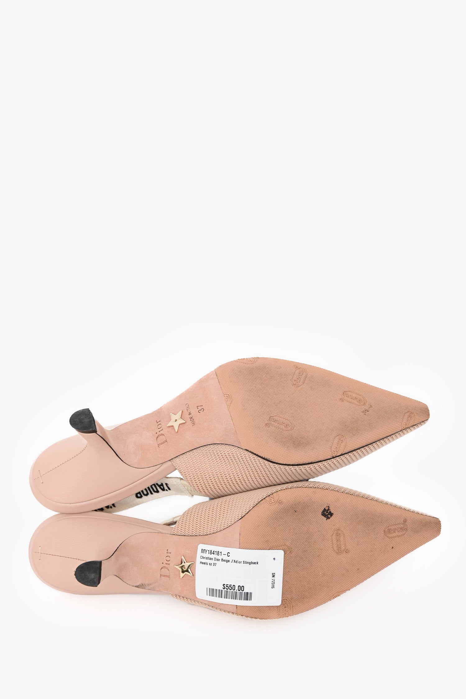 Christian Dior Beige Tech Knit J'Adior Slingback Heels Size 37