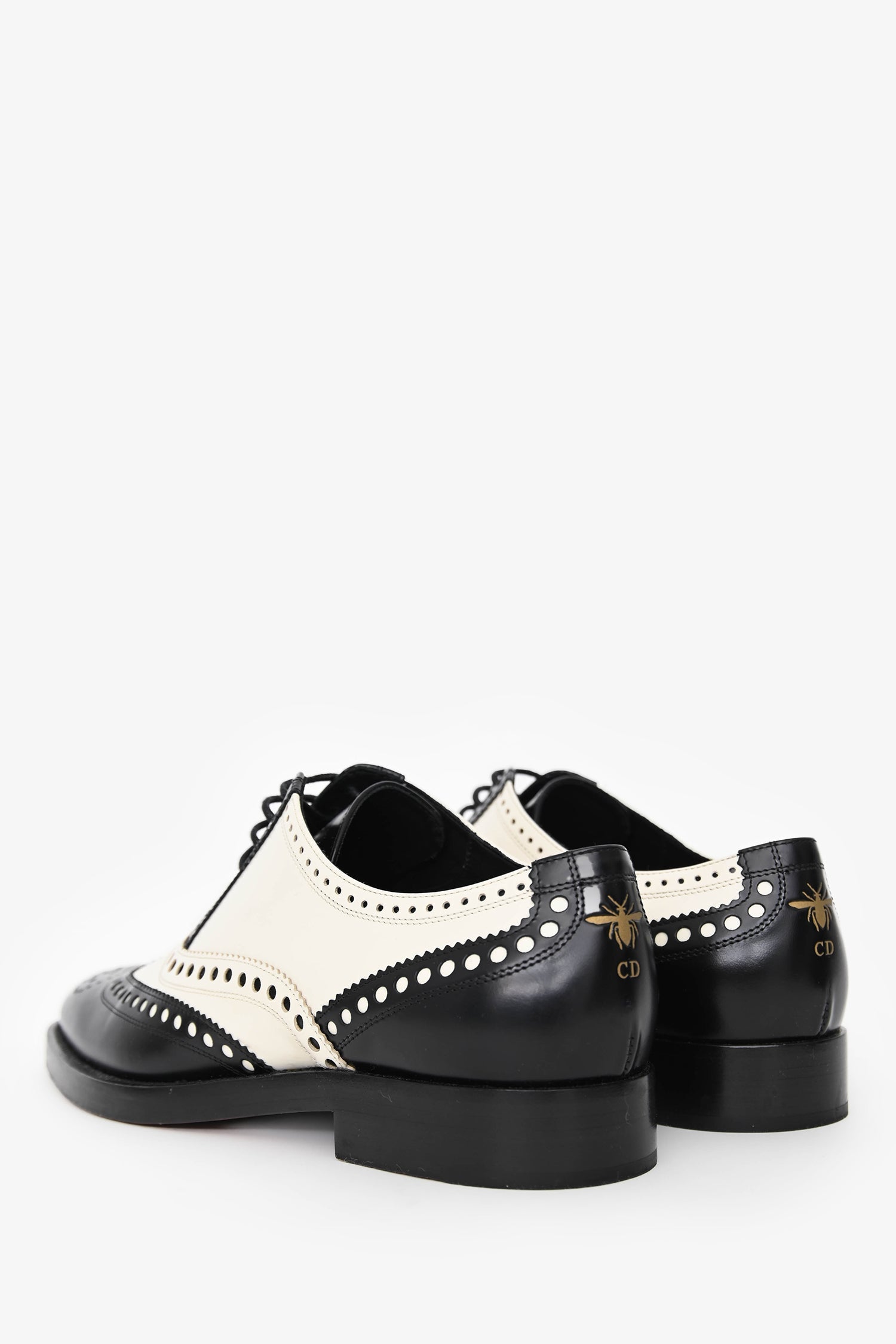 Christian Dior Black/White Oxford Brogue Lace up Shoes Size 36