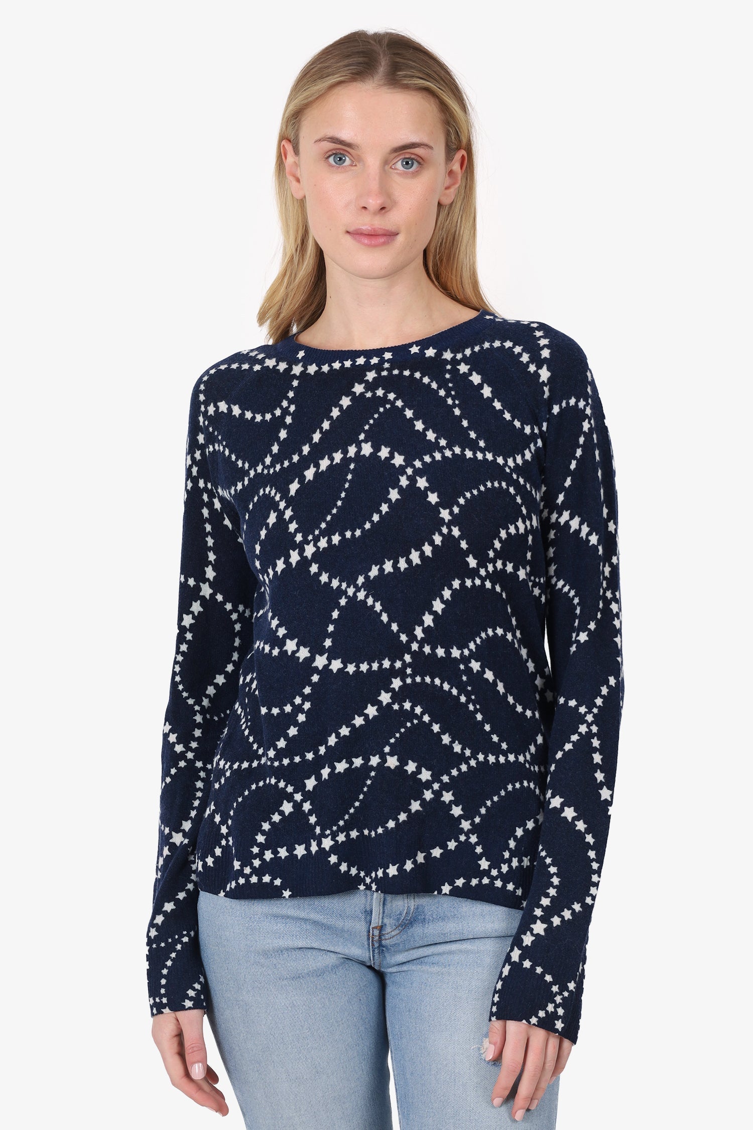 Equipment Navy Blue/White Star Cashmere Sweater Size XS