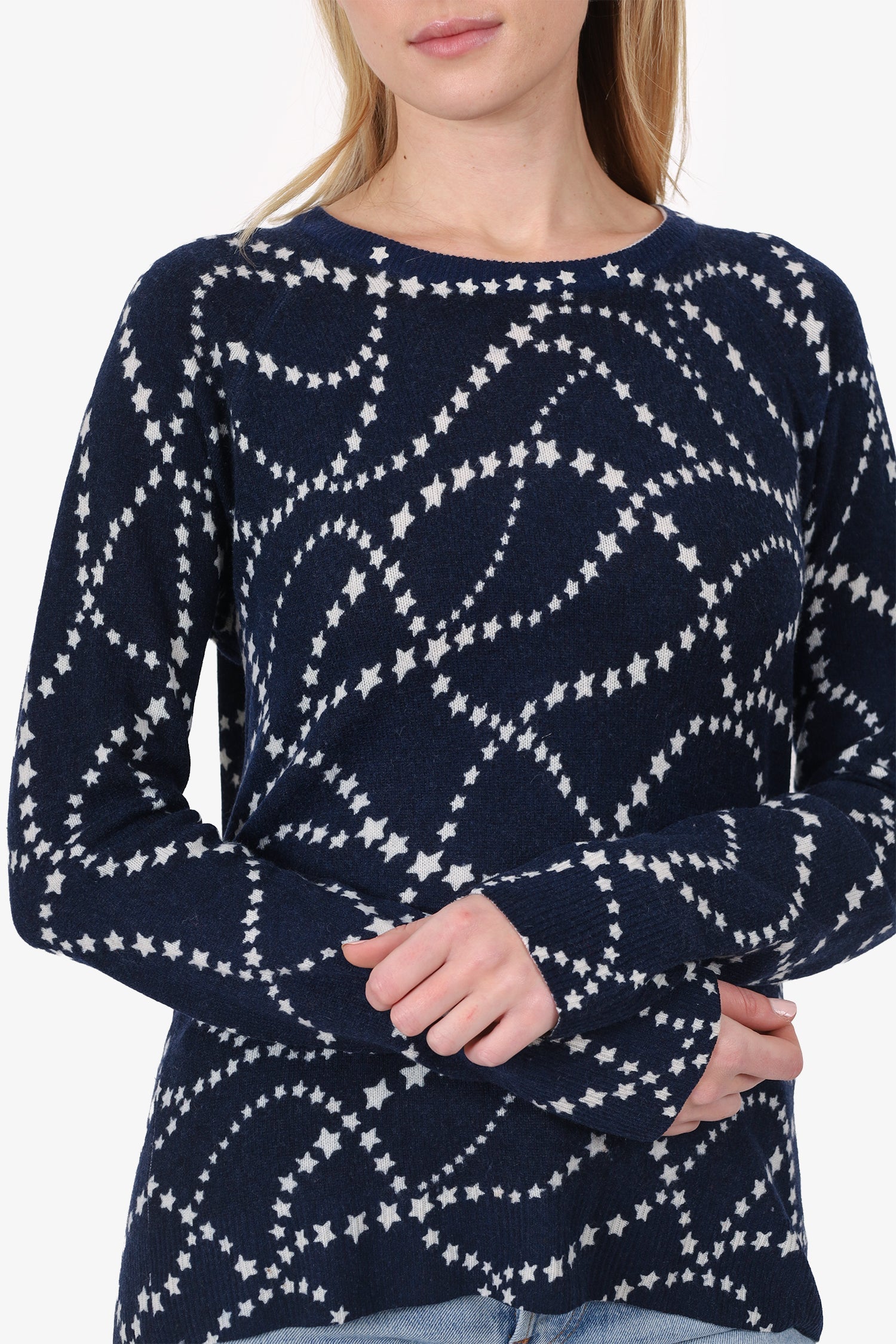 Equipment Navy Blue/White Star Cashmere Sweater Size XS