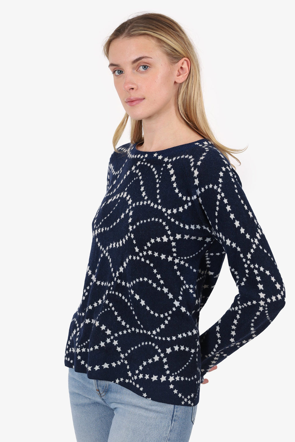 Equipment Navy Blue/White Star Cashmere Sweater Size XS