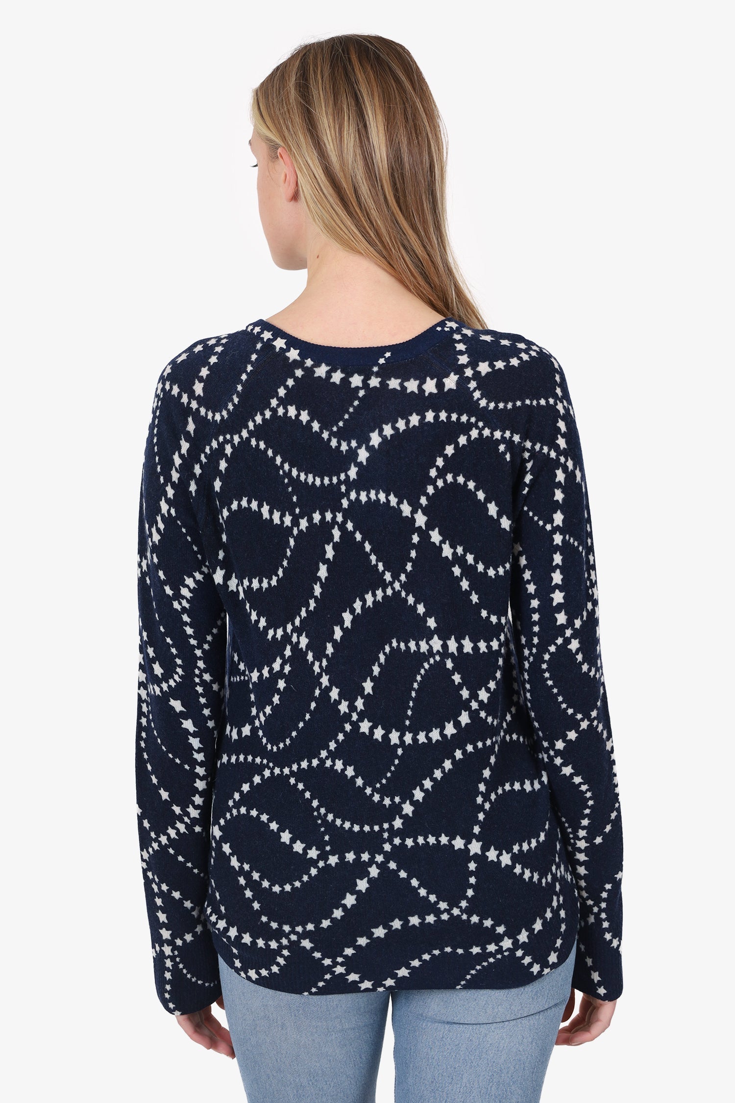 Equipment Navy Blue/White Star Cashmere Sweater Size XS