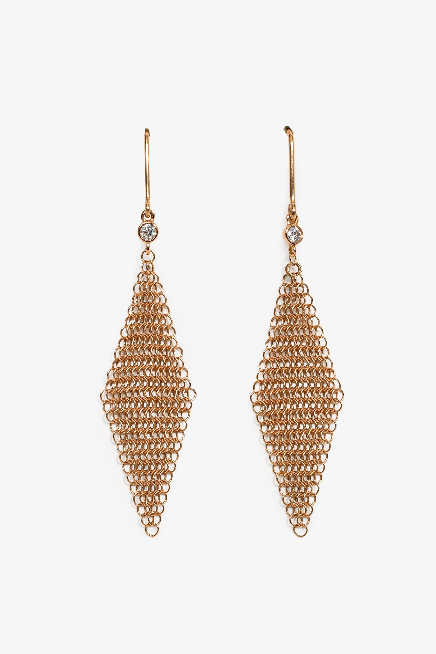 Tiffany & Co. 18K Yellow Gold Diamond Elsa Peretti Mini Mesh Earrings