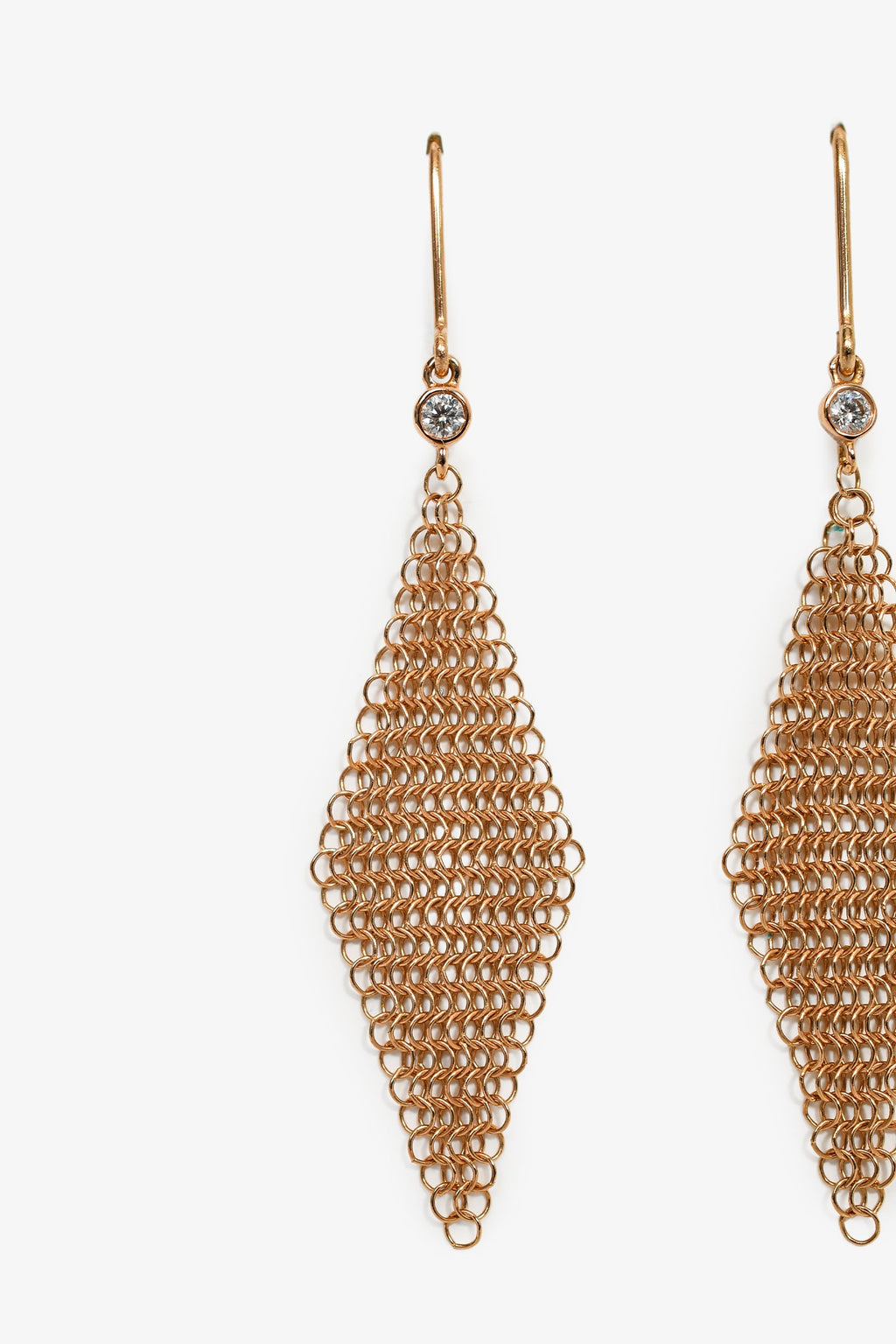 Tiffany & Co. 18K Yellow Gold Diamond Elsa Peretti Mini Mesh Earrings