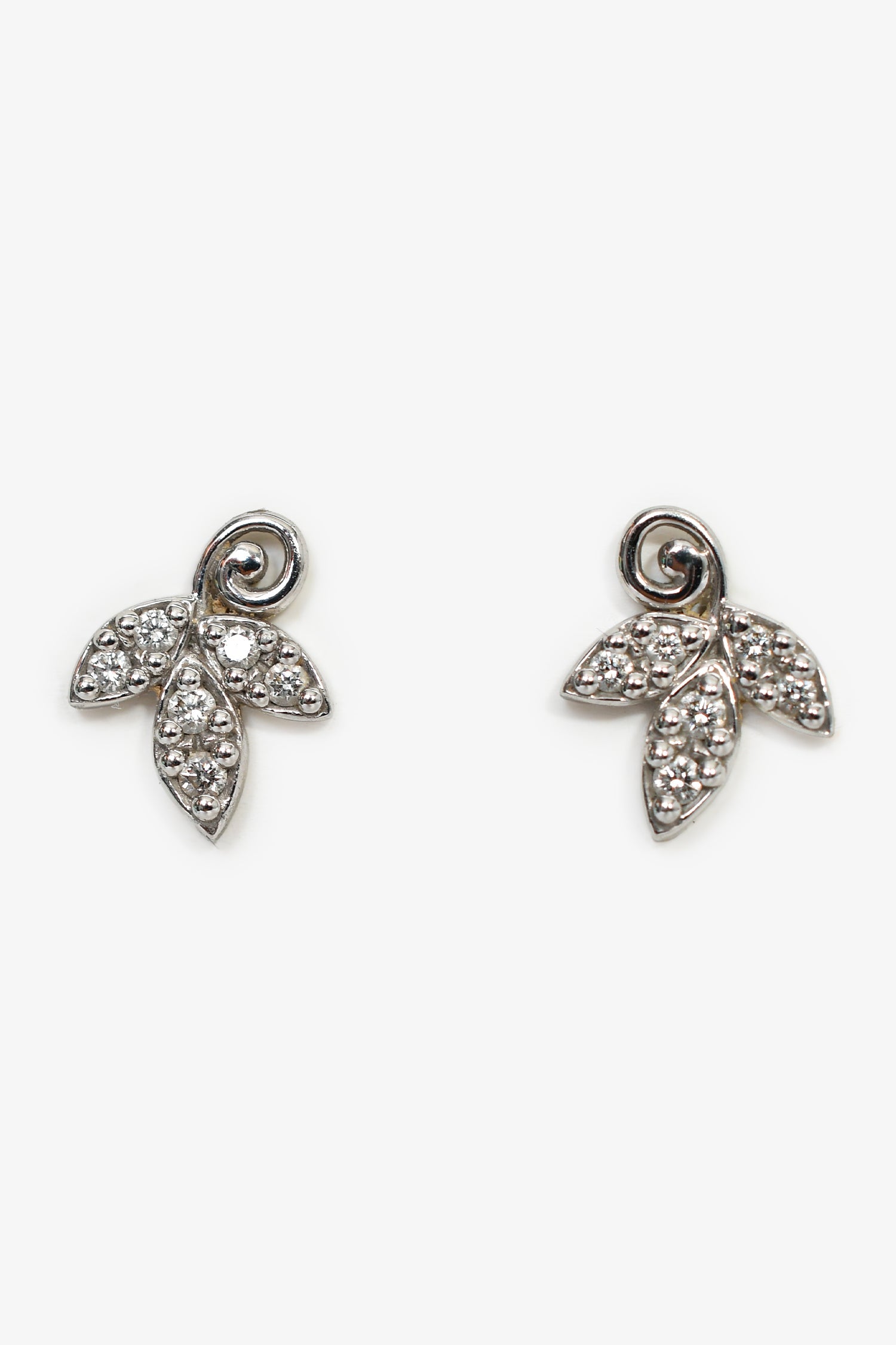 Tiffany & Co. 18K White Gold Diamond Paloma Picasso Olive Leaf Earrings