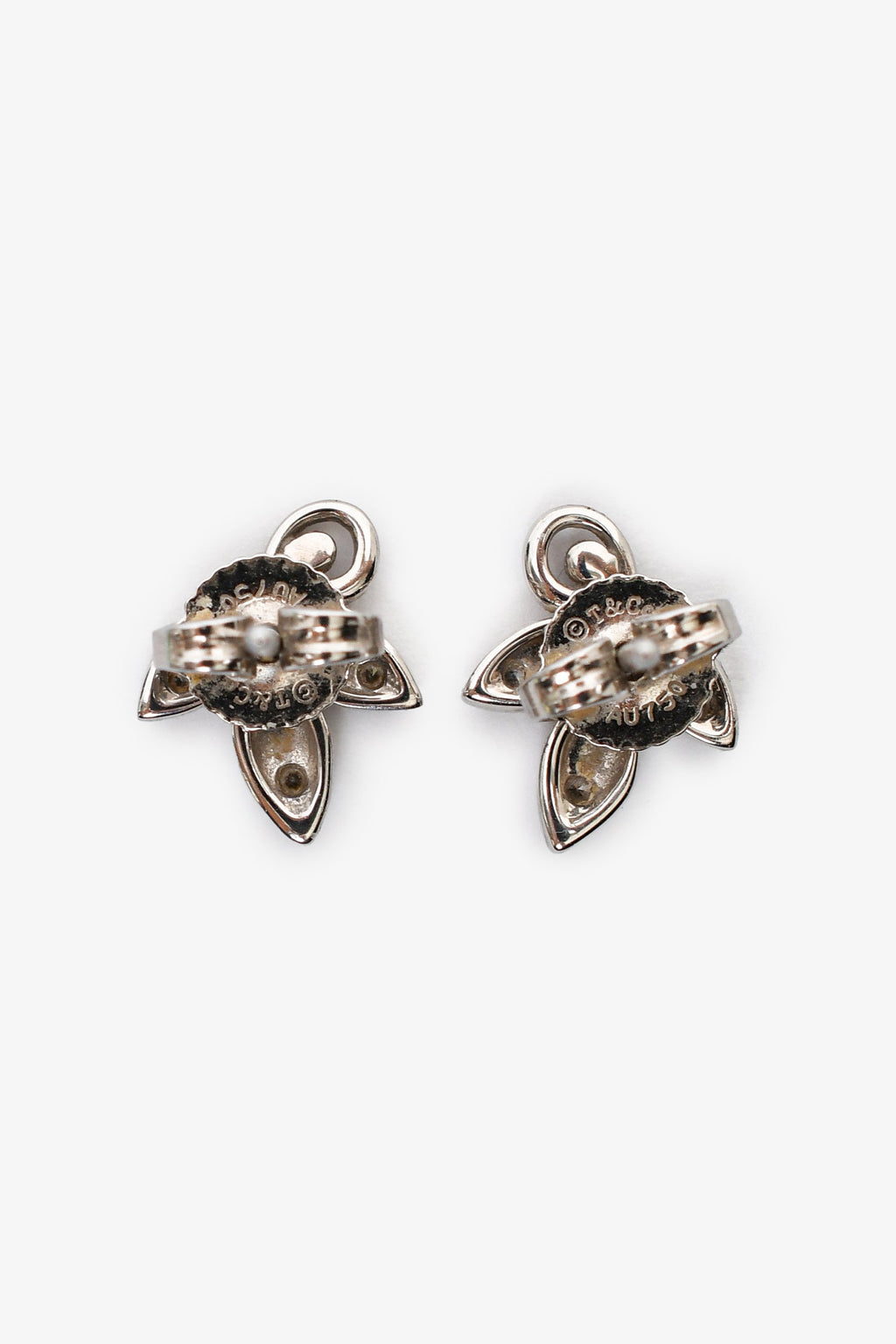 Tiffany & Co. 18K White Gold Diamond Paloma Picasso Olive Leaf Earrings