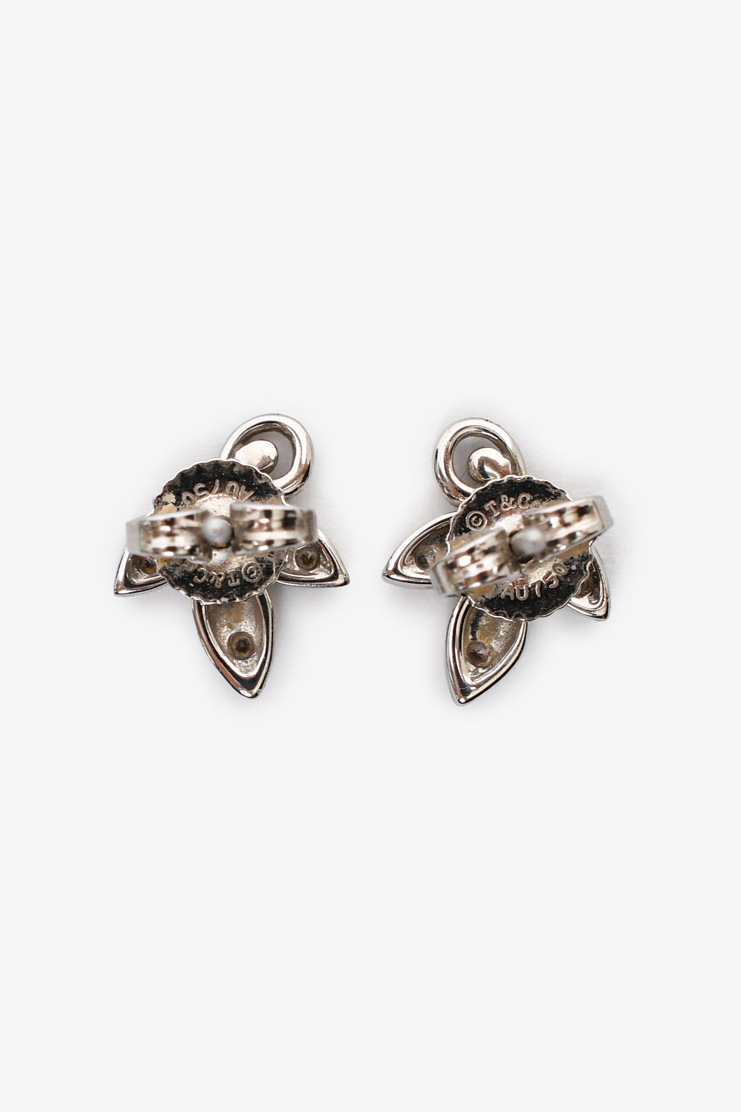 Tiffany & Co. 18K White Gold Diamond Paloma Picasso Olive Leaf Earrings