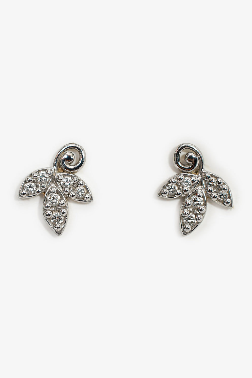 Tiffany & Co. 18K White Gold Diamond Paloma Picasso Olive Leaf Earrings