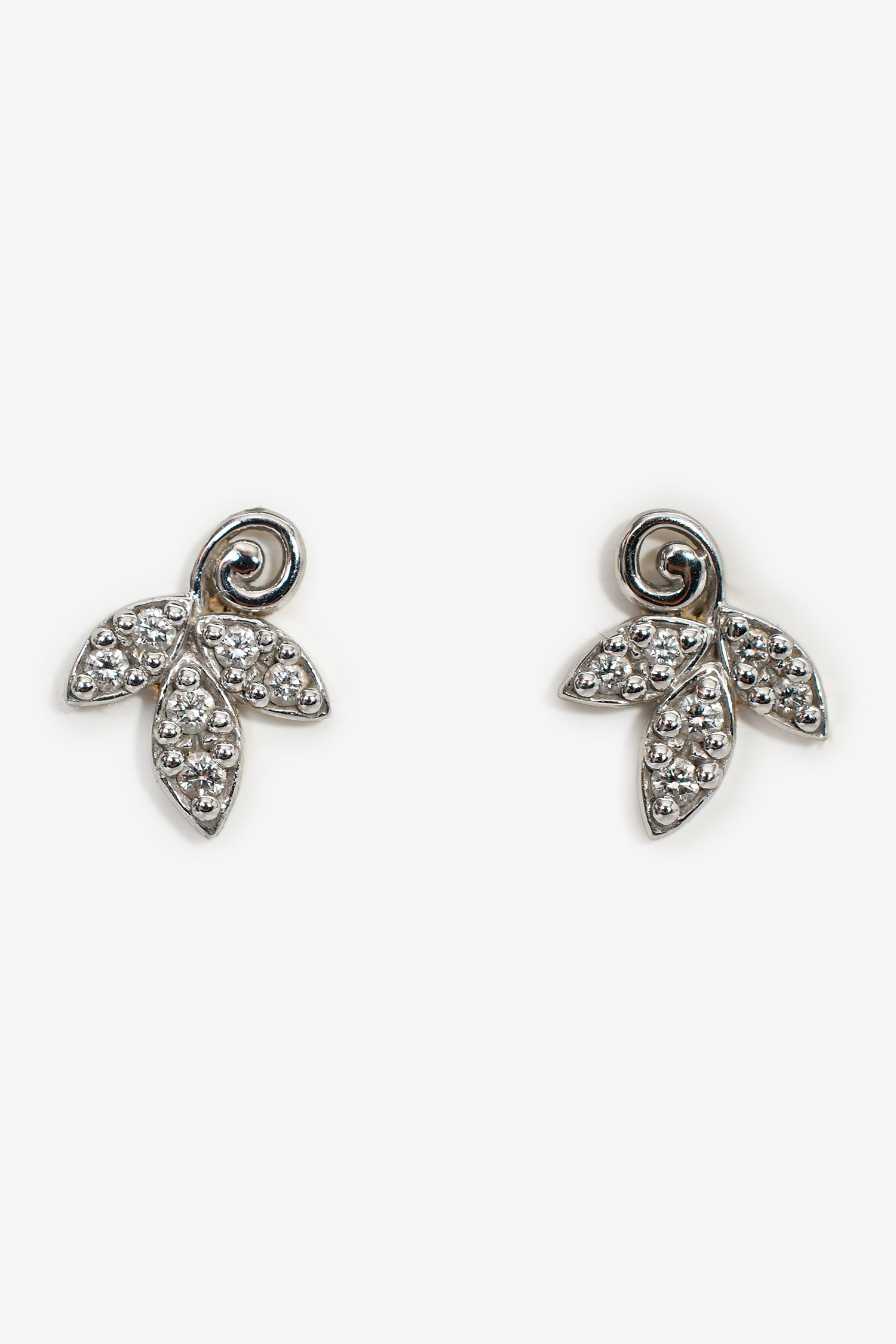 Tiffany & Co. 18K White Gold Diamond Paloma Picasso Olive Leaf Earrings