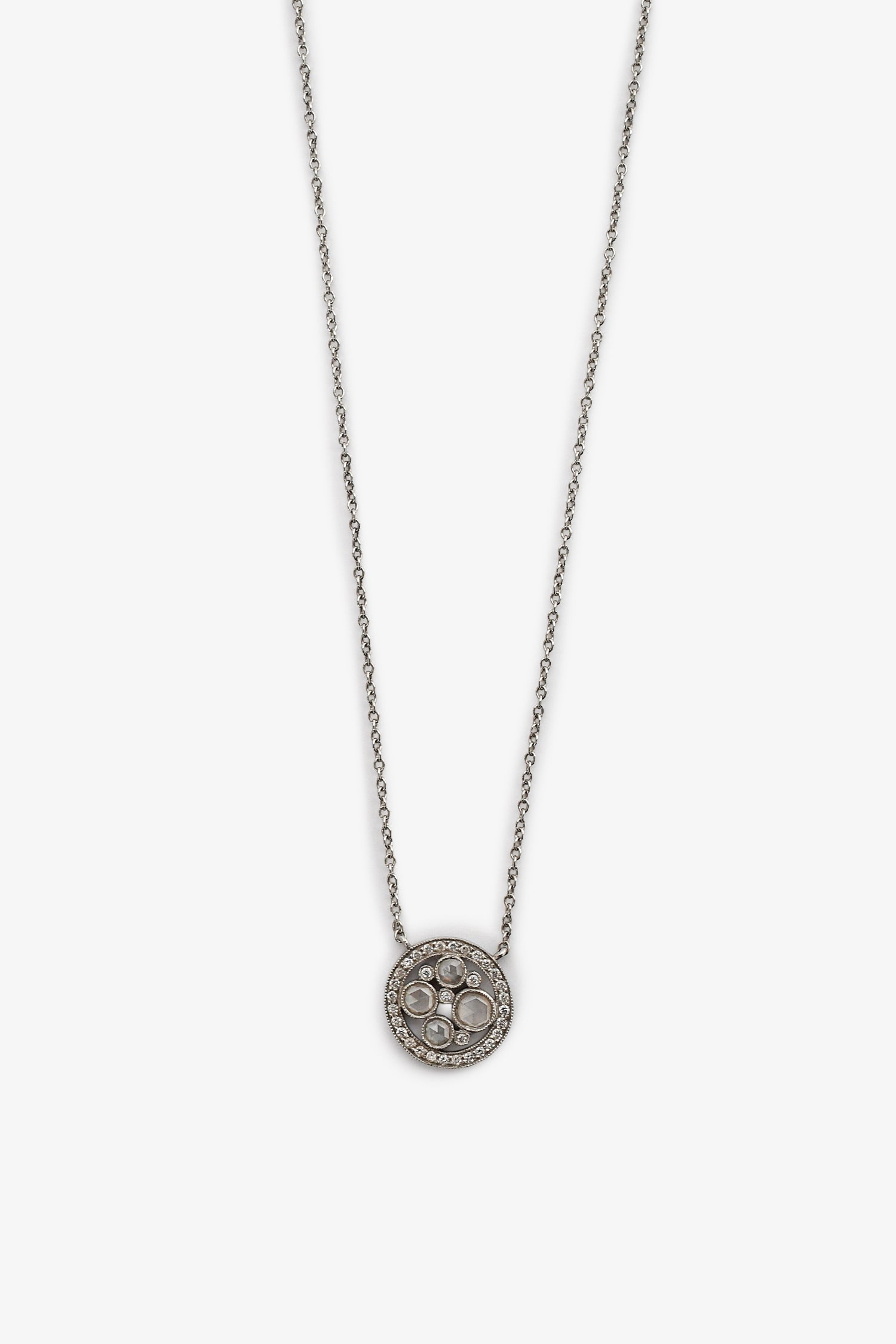 Tiffany & Co. Platinum Diamond Cobblestone Pendant Necklace