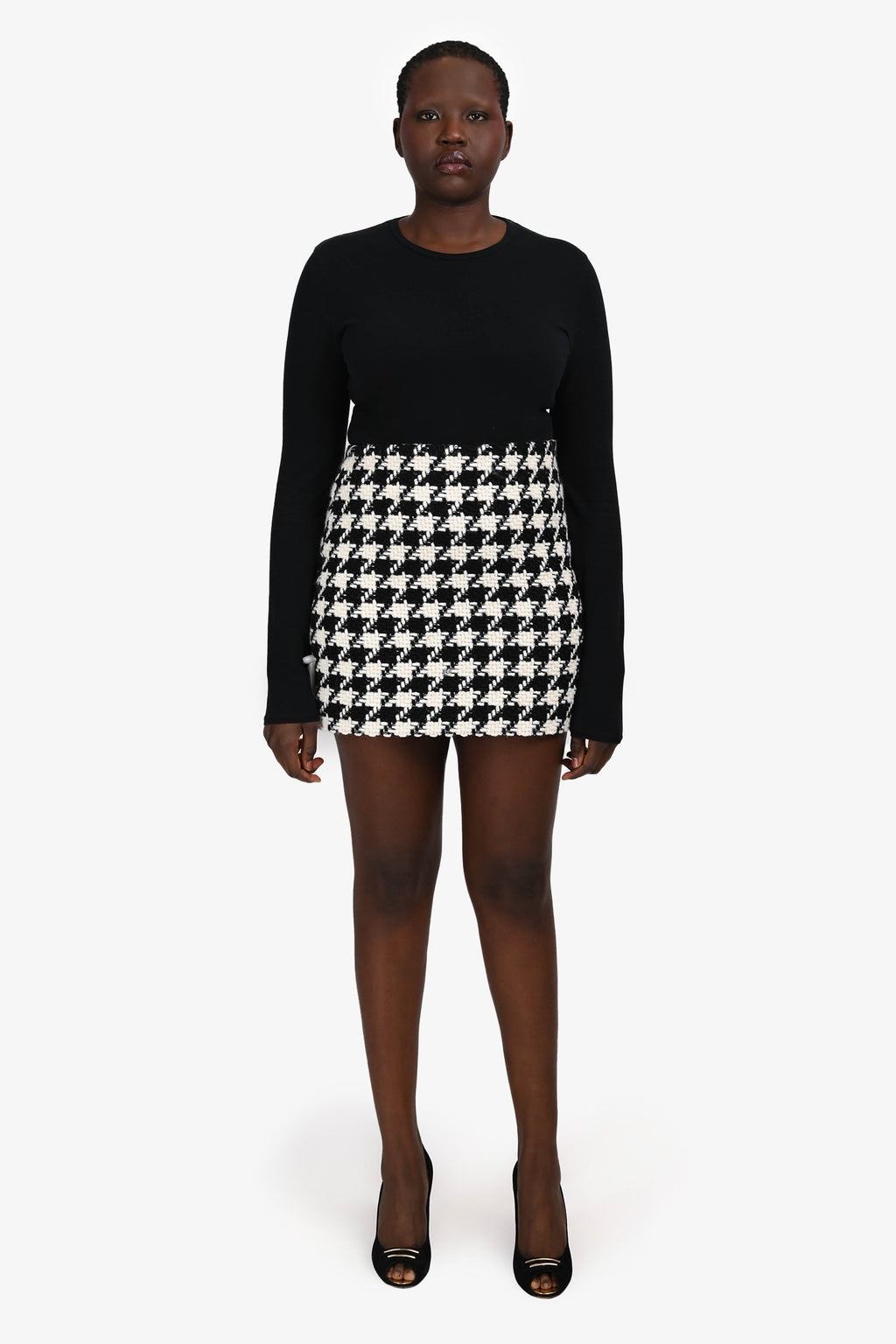 Anine Bing Black/White Herringbone Skirt Size 40