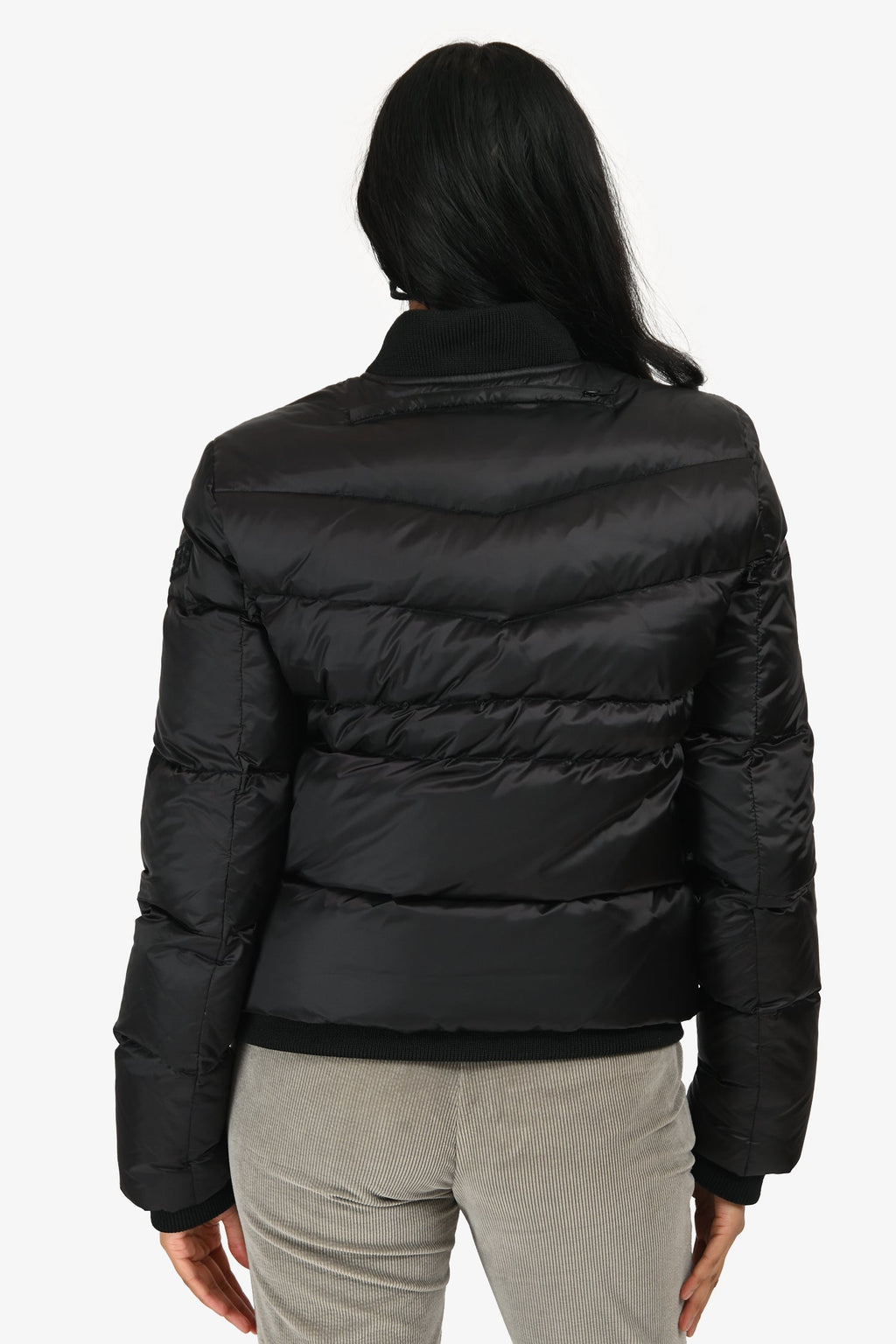 Diesel Black Nylon Foldaway Hood Cropped Bomber Jacket Size XS/S