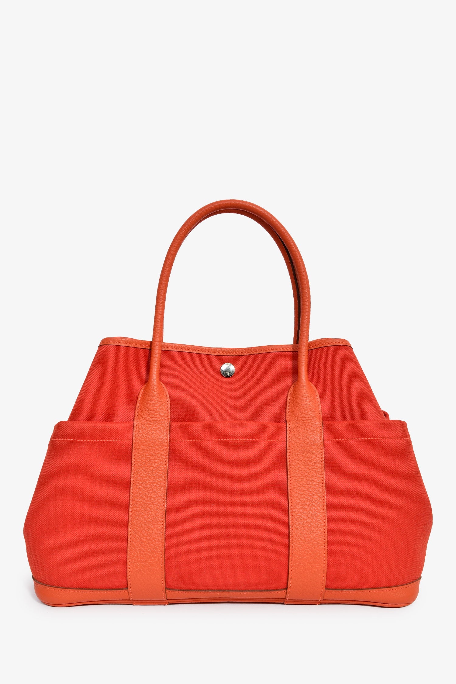 Hermès 2016 Red Canvas/Leather Garden Party Pocket 36 Tote Bag With Strap