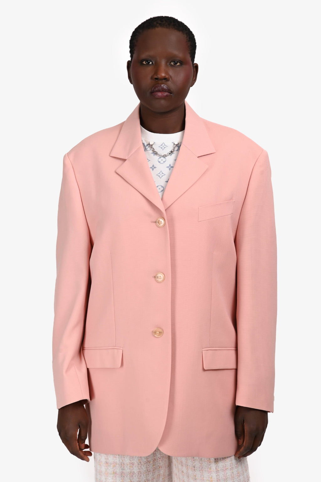 Acne Studios Pink Wool Blend Single Breasted Blazer Size 40