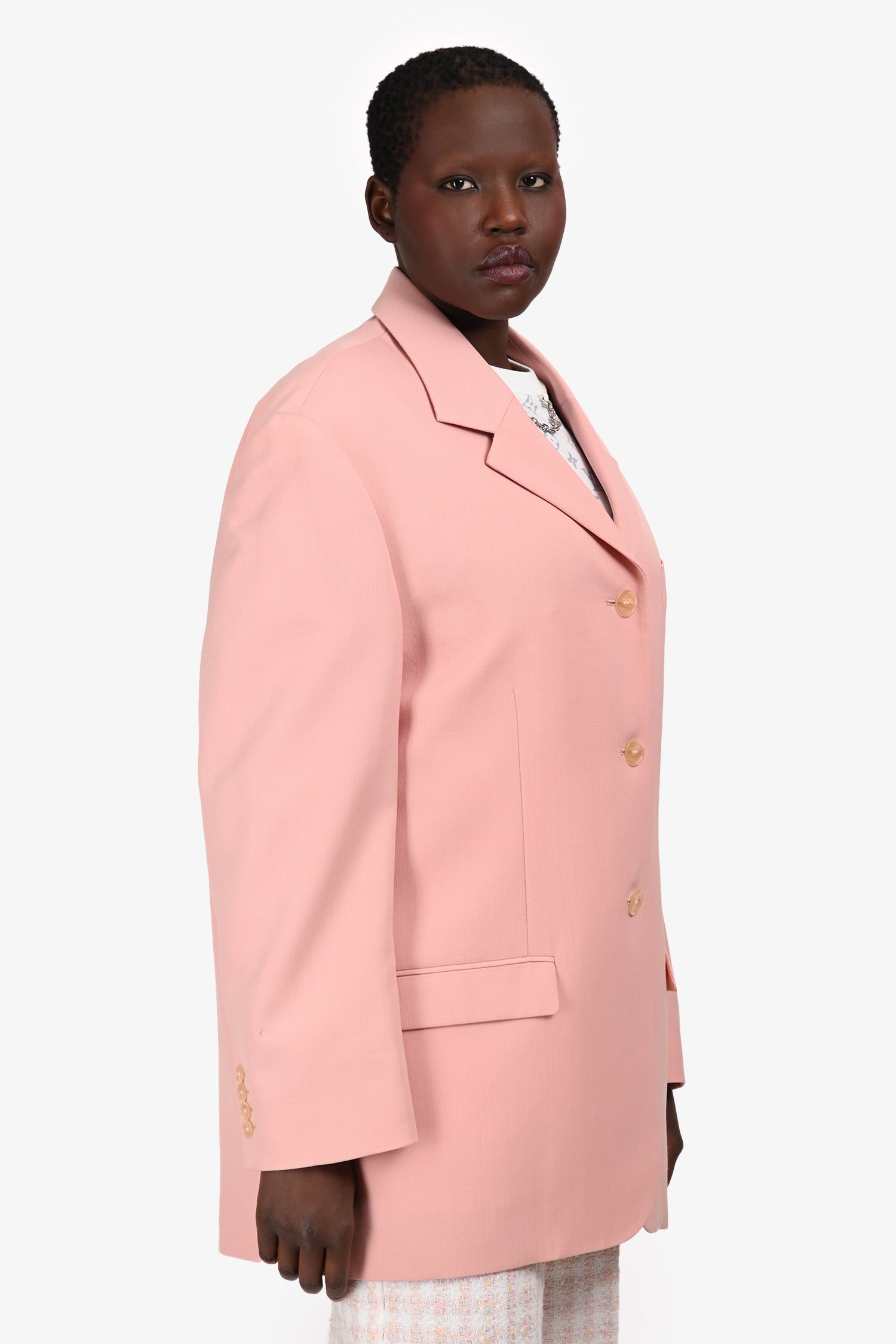 Acne Studios Pink Wool Blend Single Breasted Blazer Size 40