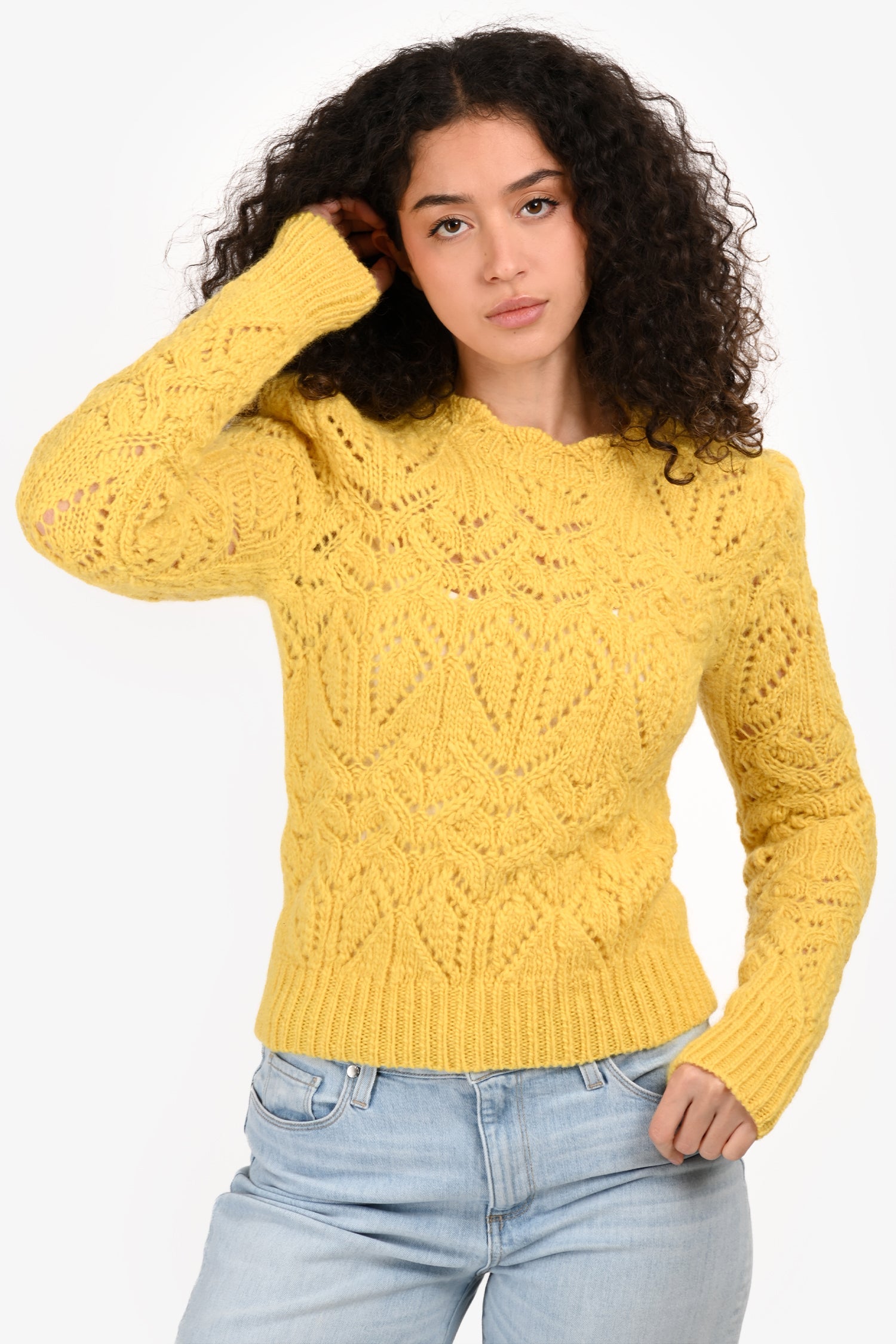Isabel Marant Etoile Yellow Wool Long Sleeve Sweater Size 40