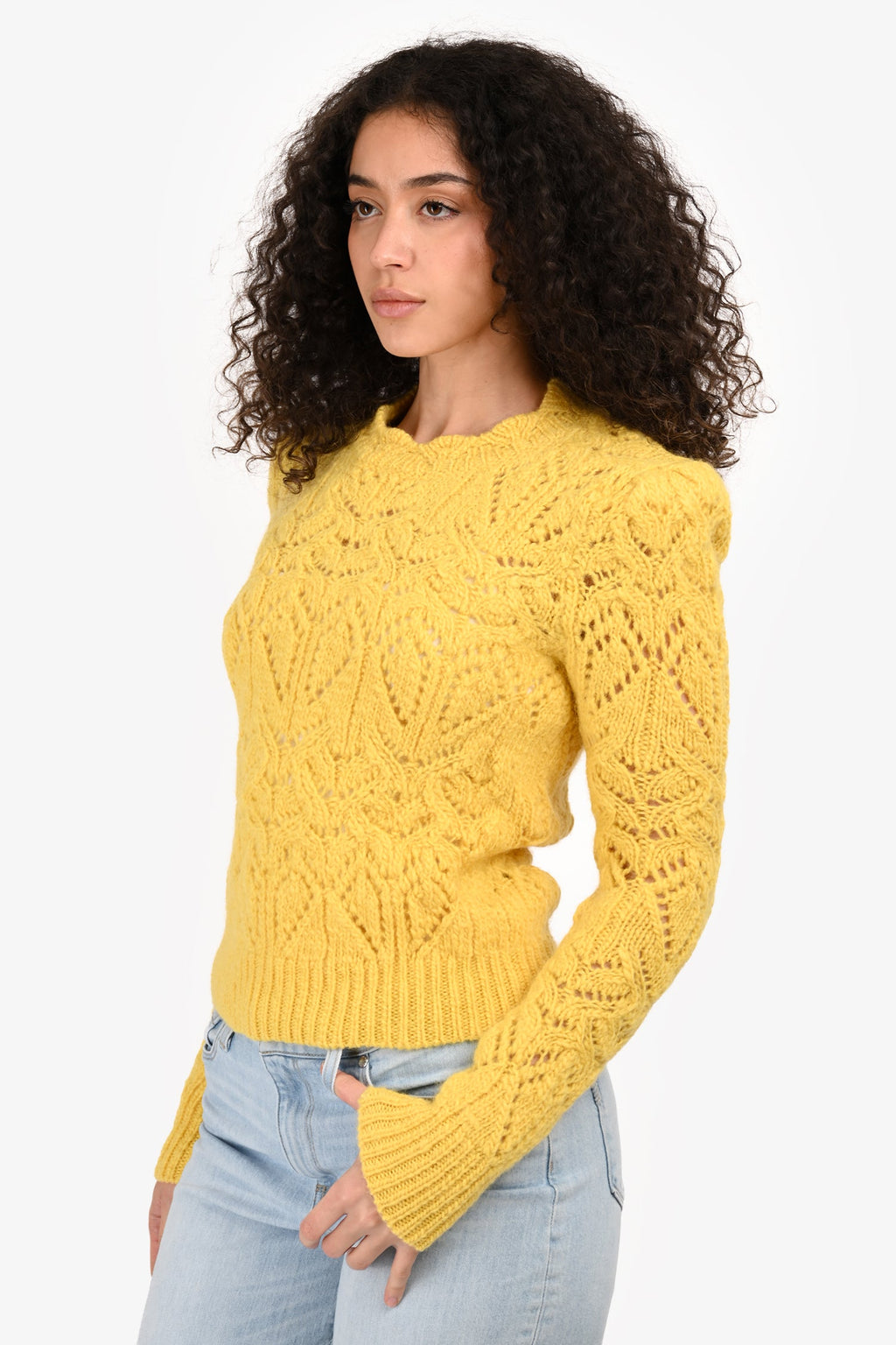 Isabel Marant Etoile Yellow Wool Long Sleeve Sweater Size 40