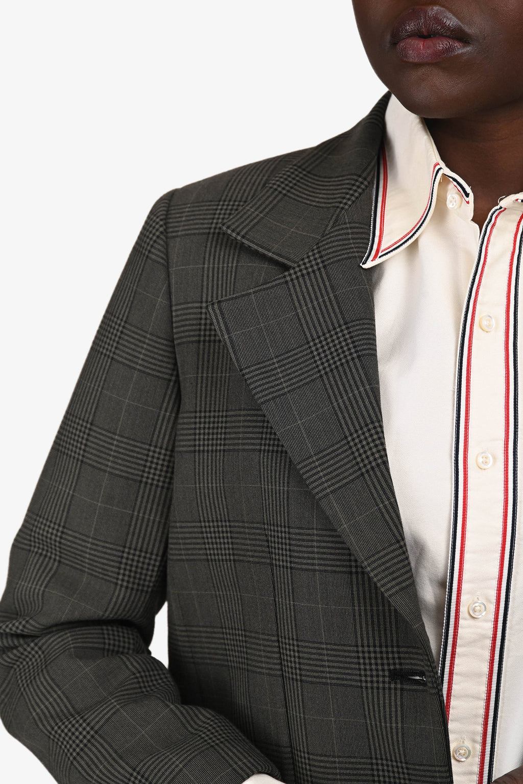 Ganni Grey Check Single Breasted Blazer Size 42