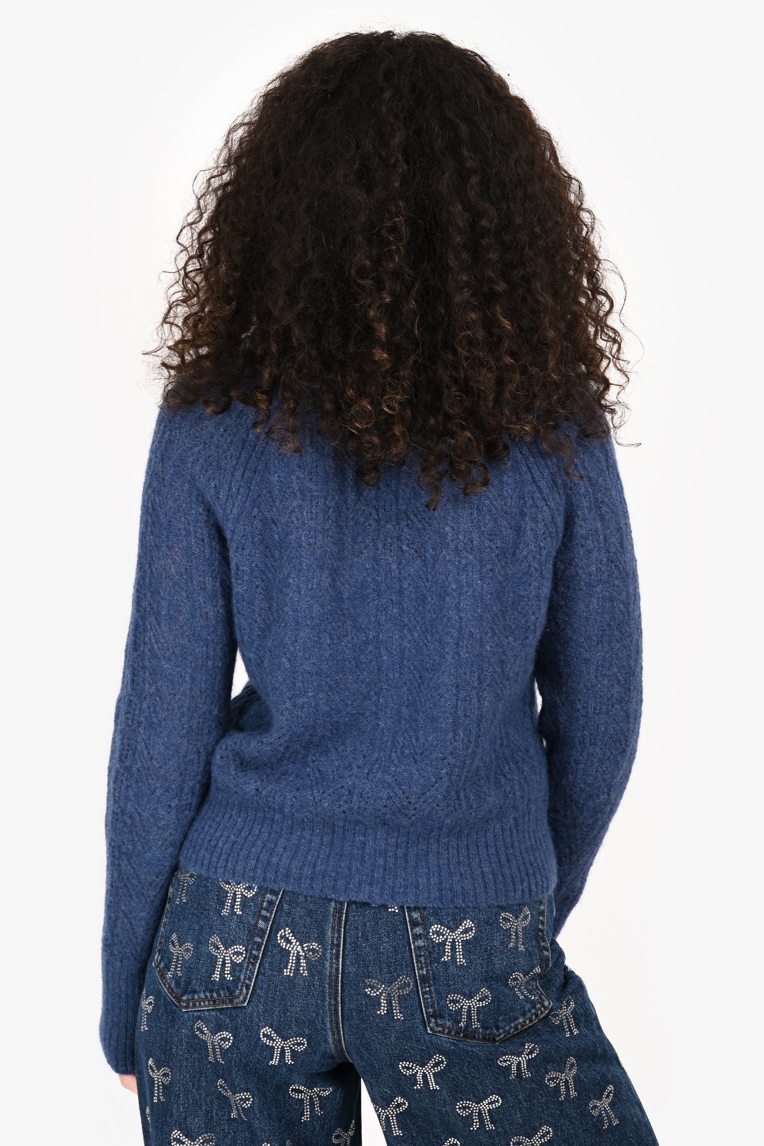 Veronica Beard Blue Baby Alpaca Merino Wool igan Size S