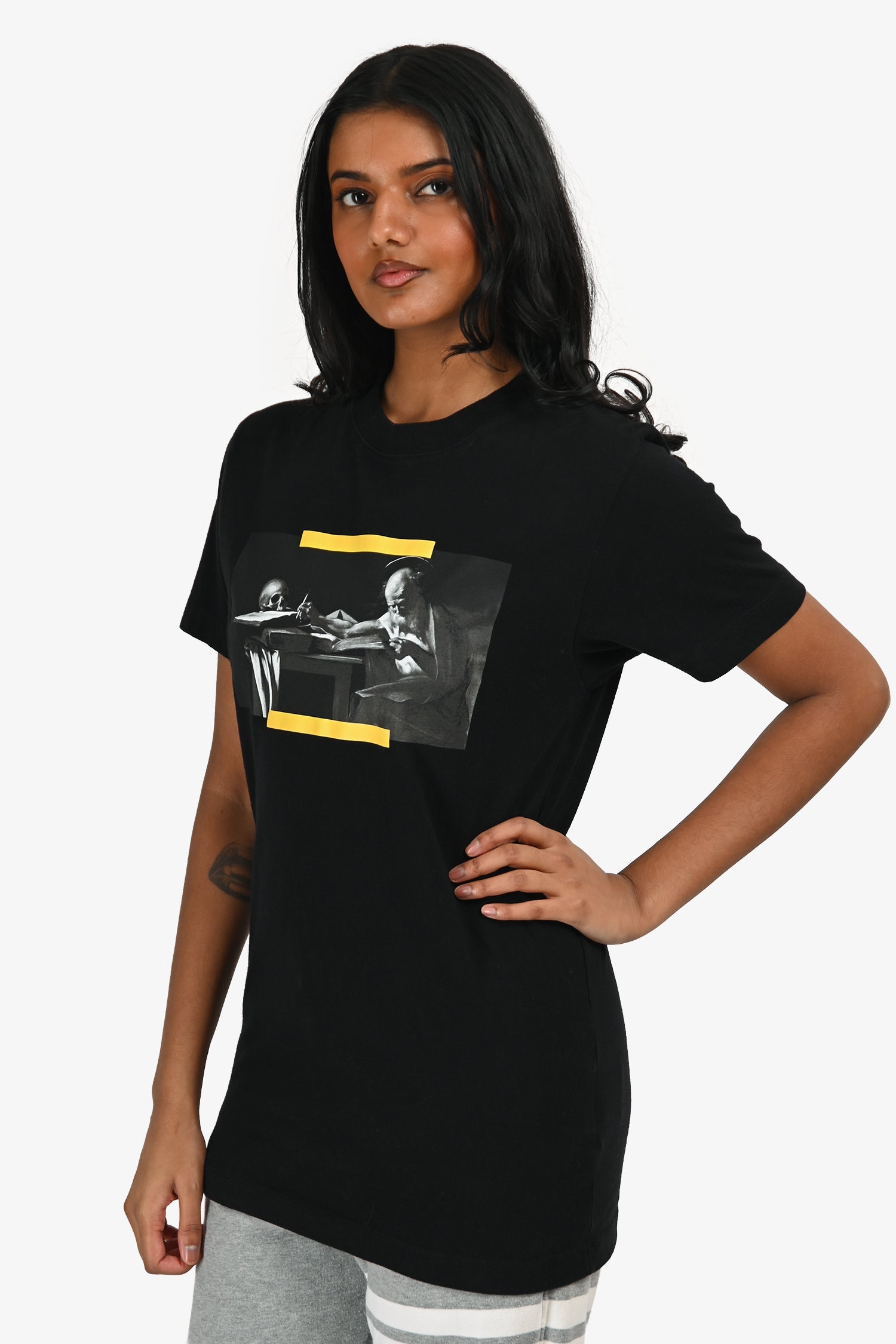 Off-White Black Cotton Graphic T-Shirt Size XS