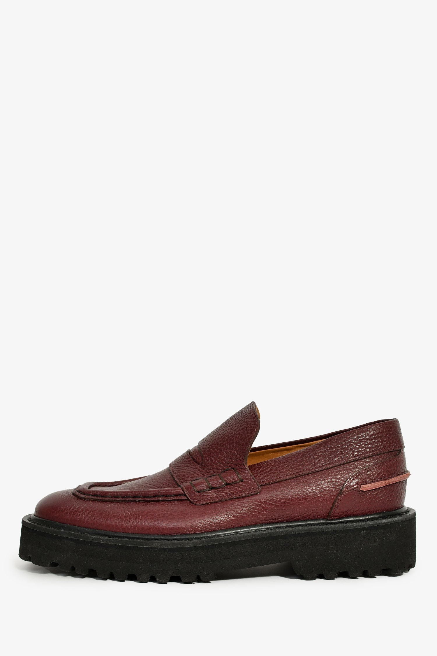 Dries Van Noten Burgundy Leather Platform Penny Loafers Size 39