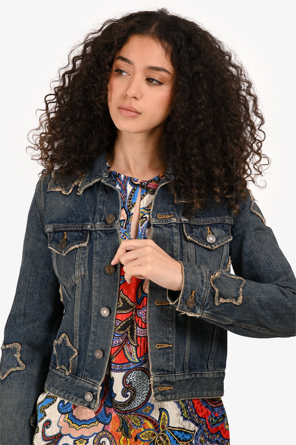 Saint Laurent Blue Denim 'Star Patches' Jacket Size M