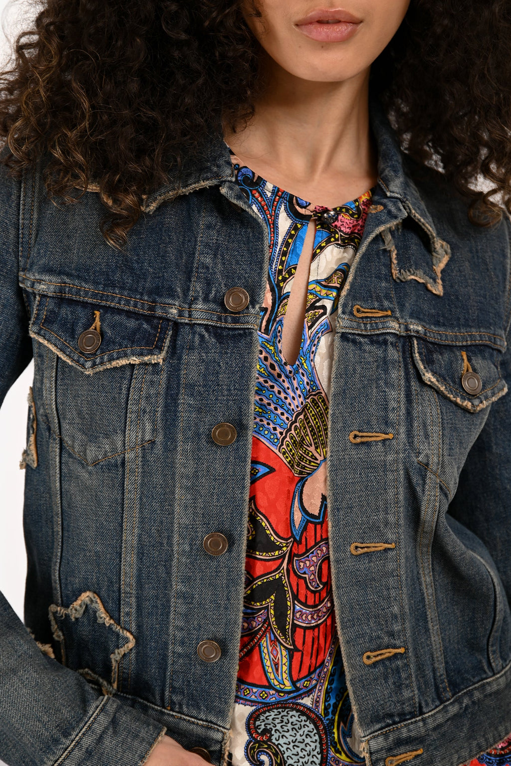 Saint Laurent Blue Denim 'Star Patches' Jacket Size M