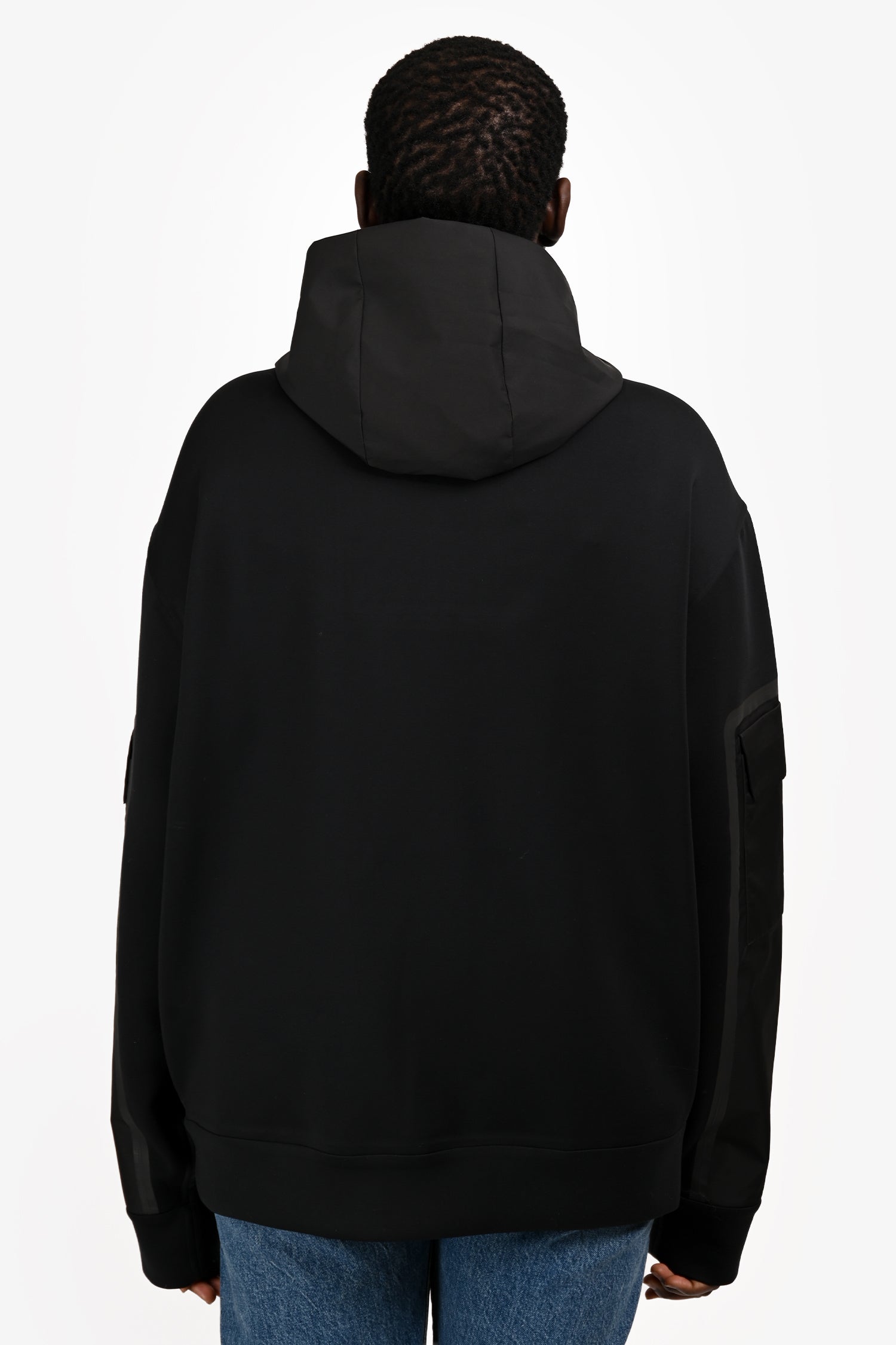 Prada 2022 Black 'Recycled Technical Jersey Hoodie' Size XXL