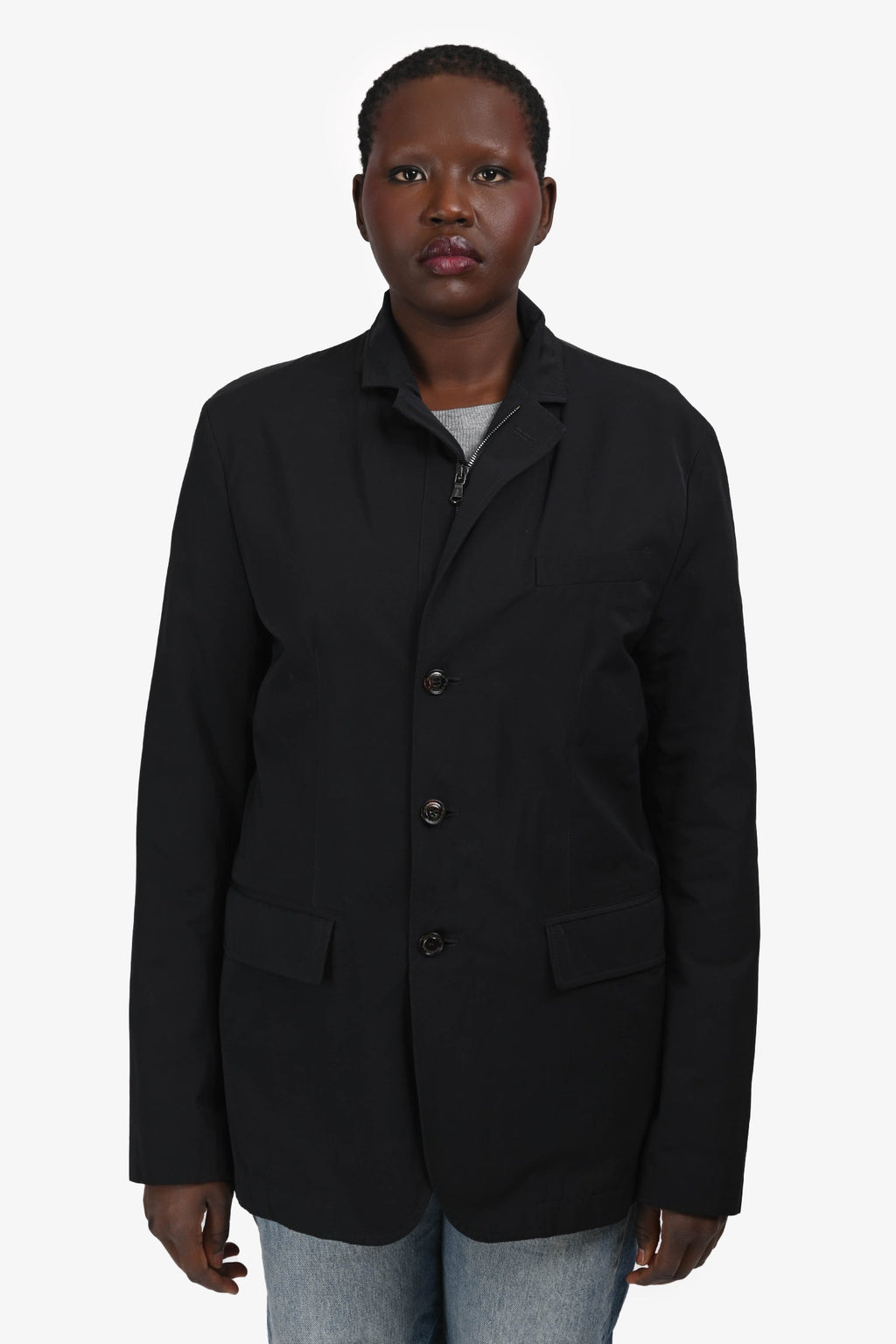 Moncler Black Nylon Zip Jacket Size 5 Mens