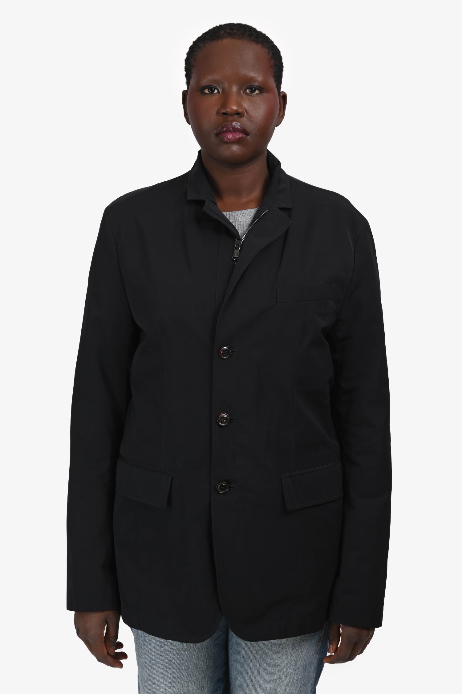Moncler Black Nylon Zip Jacket Size 5 Mens
