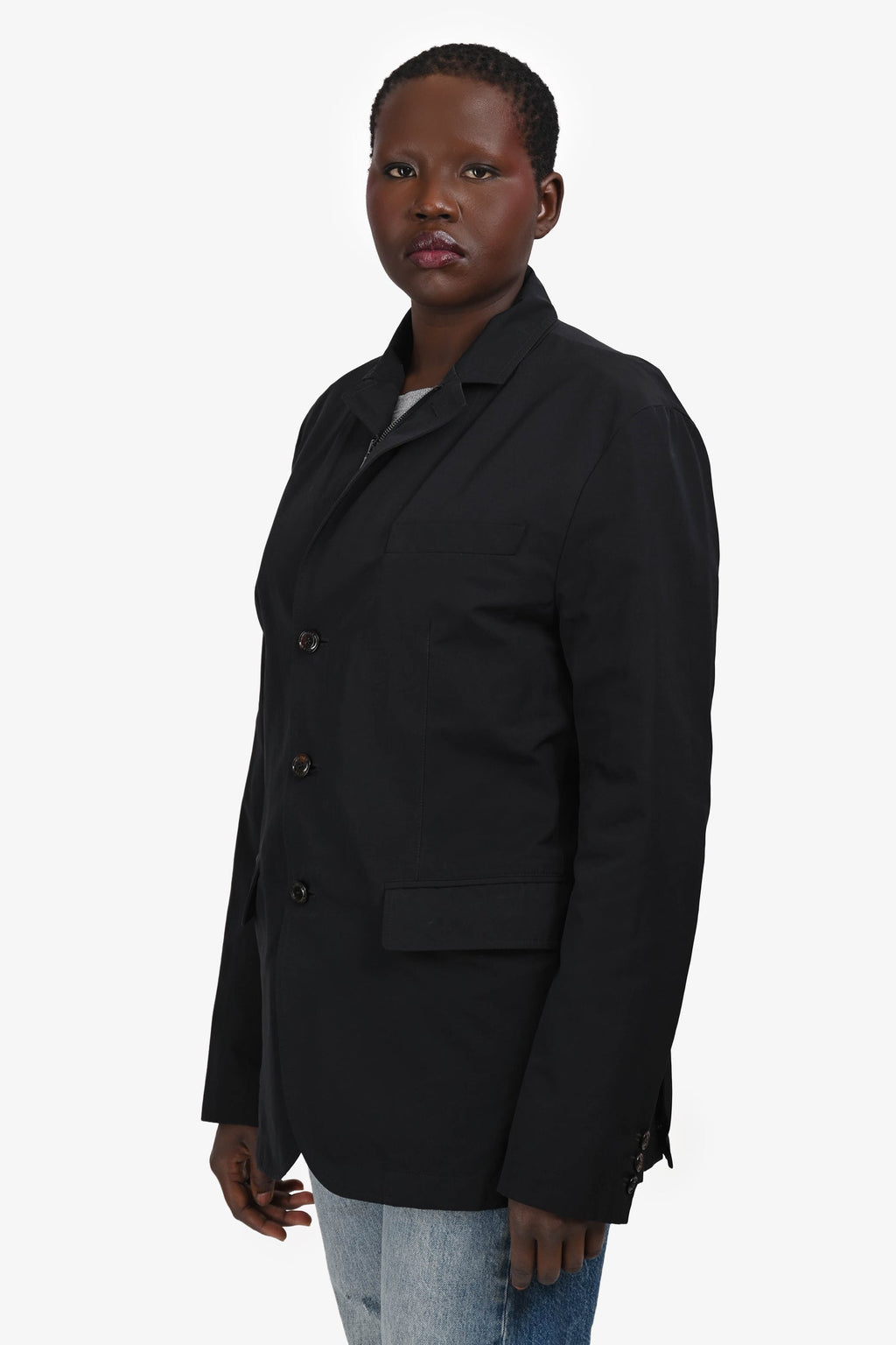 Moncler Black Nylon Zip Jacket Size 5 Mens