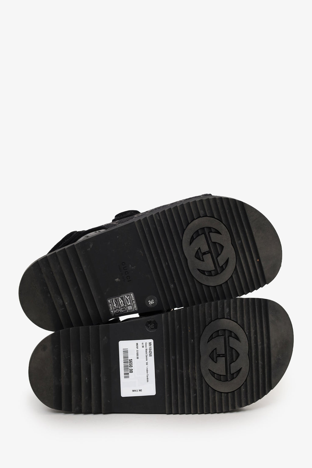 Gucci Black Denim 'GG' London Sandals Size 38