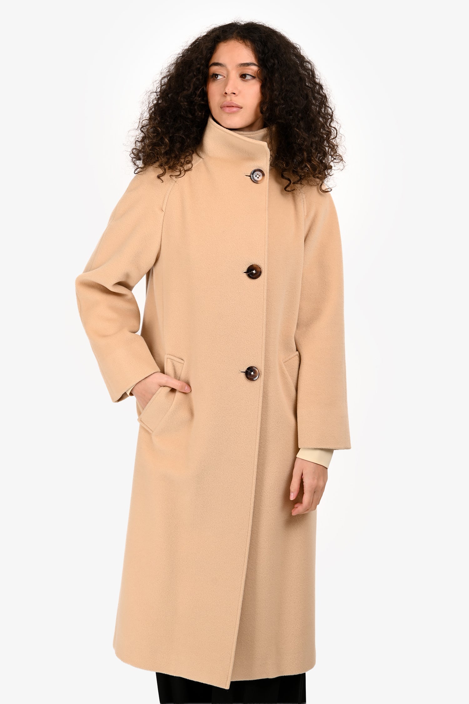 Max Mara Beige Virgin Wool Long Coat Size 6
