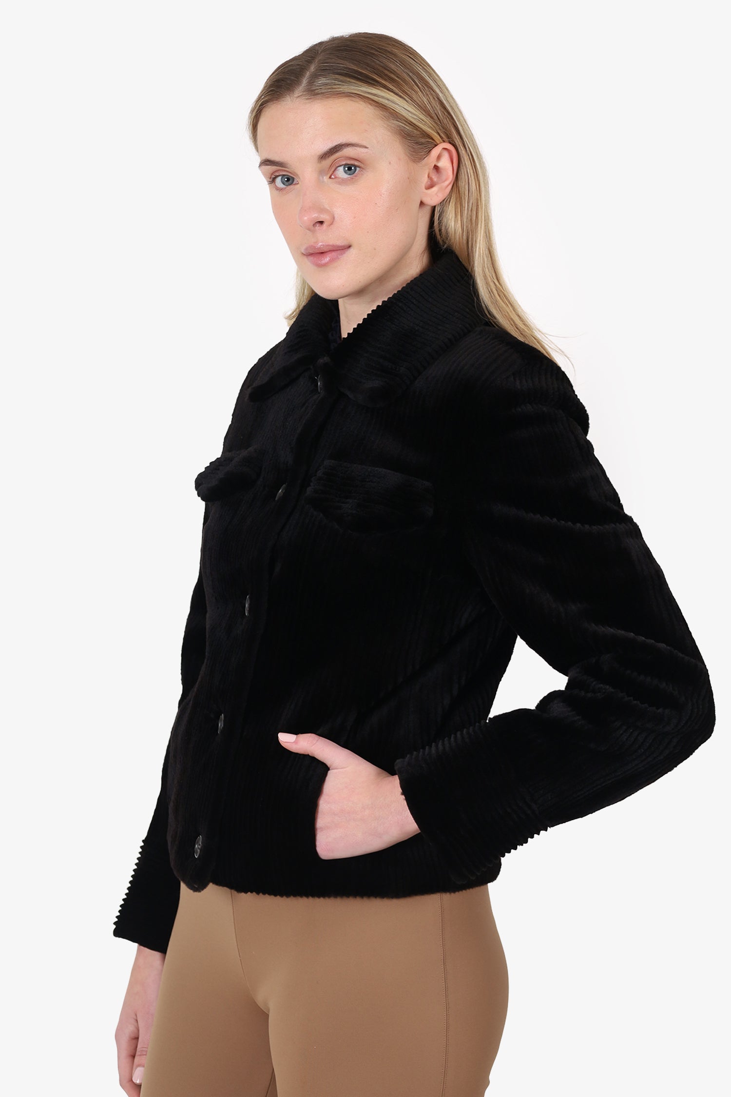 Zanola Rhodes Black Mink Fur Jacket Size 6