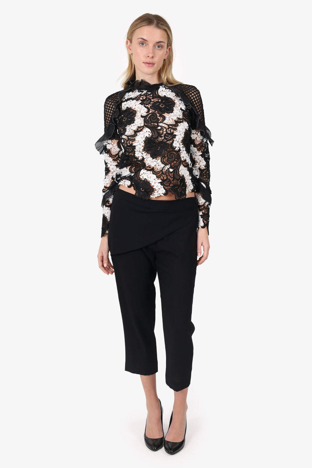 Ann Demeulemeester Black Wool Sheer Trousers Size 42