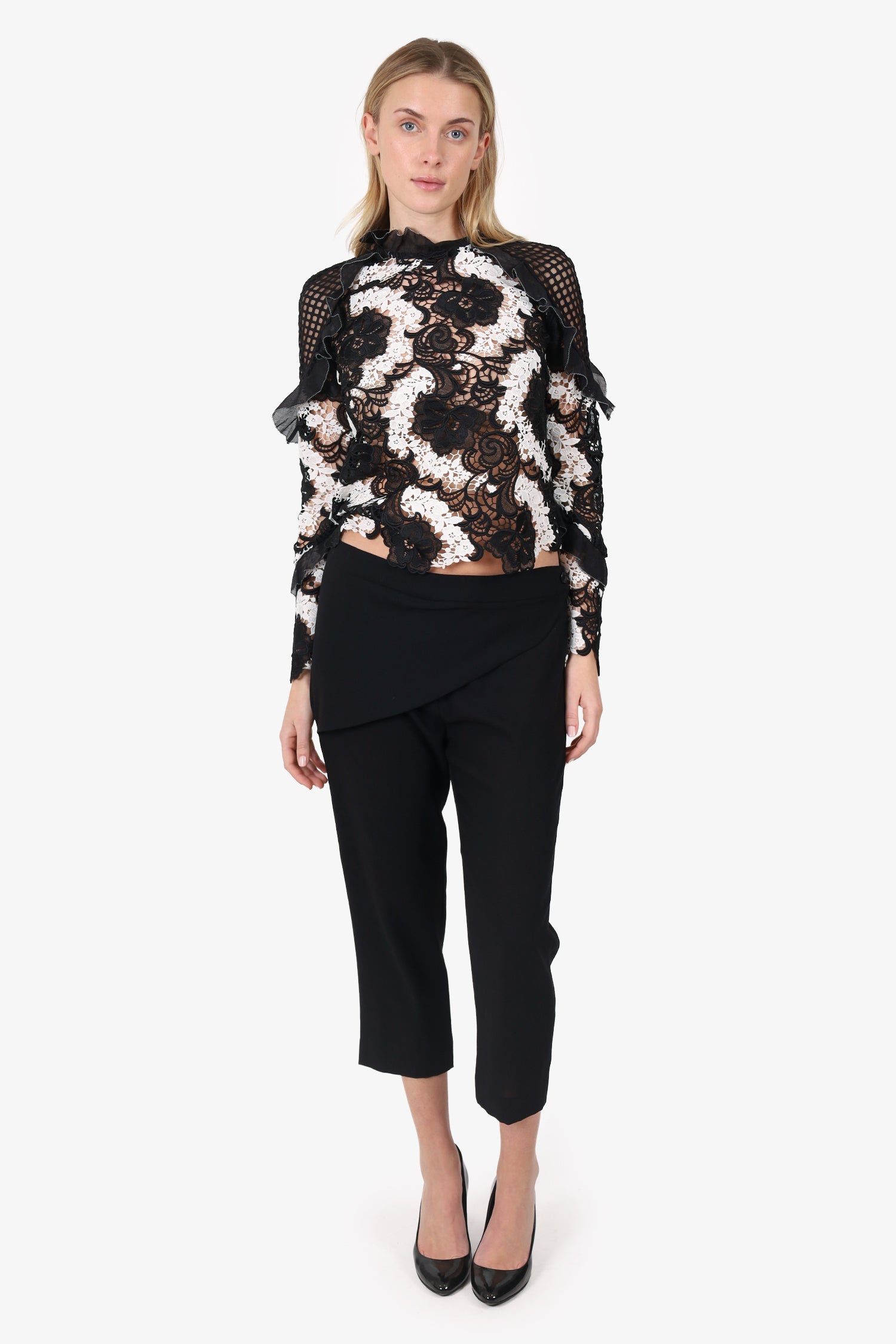 Ann Demeulemeester Black Wool Sheer Trousers Size 42