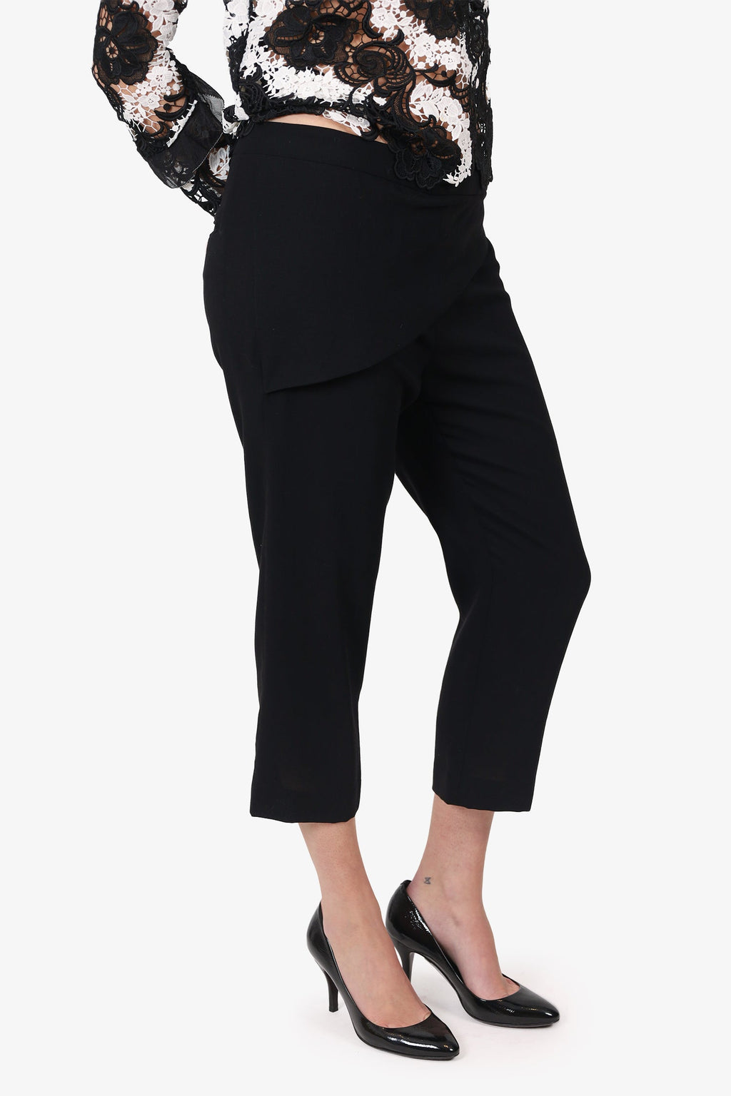 Ann Demeulemeester Black Wool Sheer Trousers Size 42