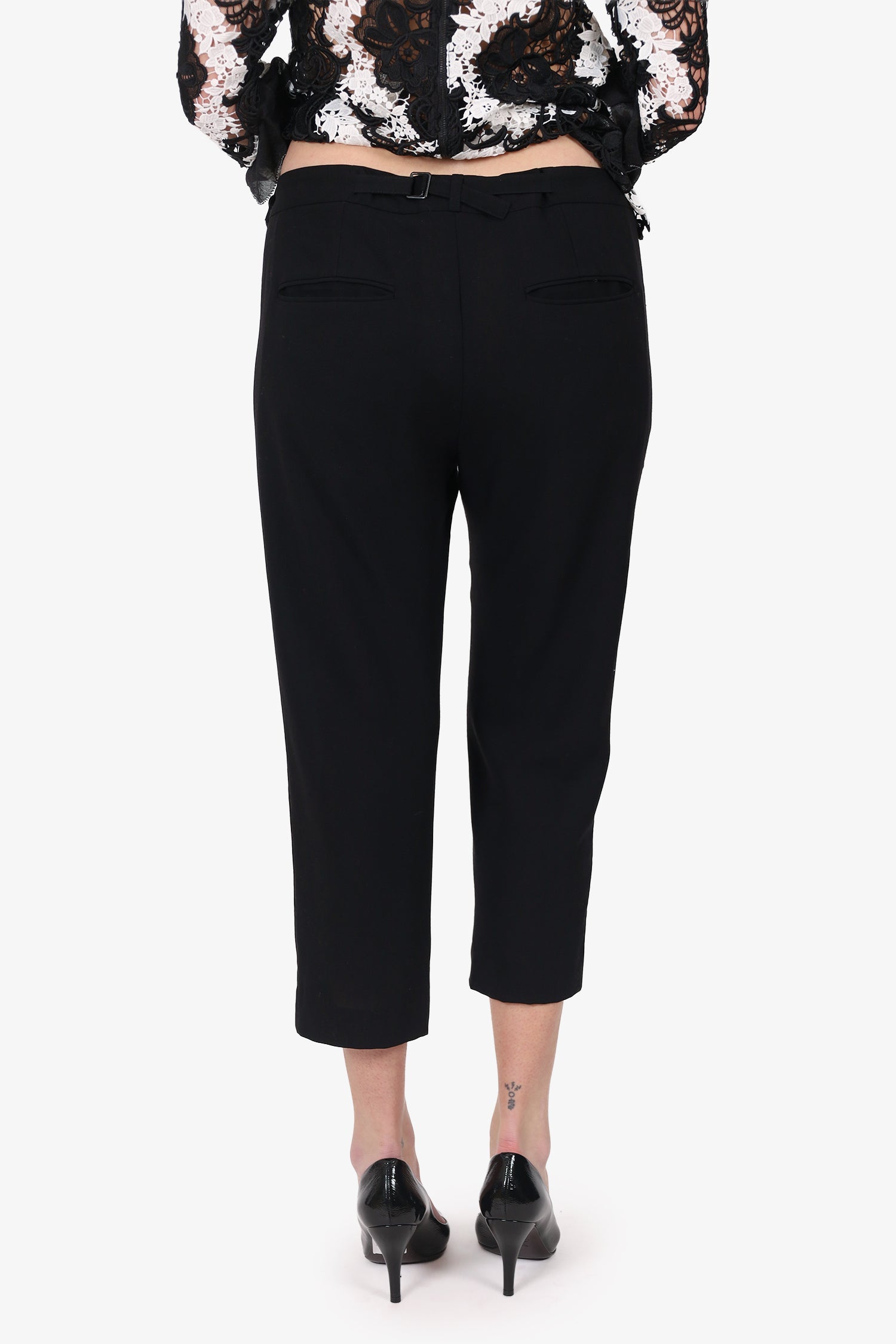 Ann Demeulemeester Black Wool Sheer Trousers Size 42