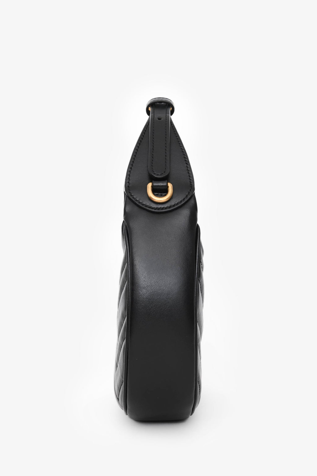 Gucci Black Leather GG Marmont Half Moon Top Handle Bag