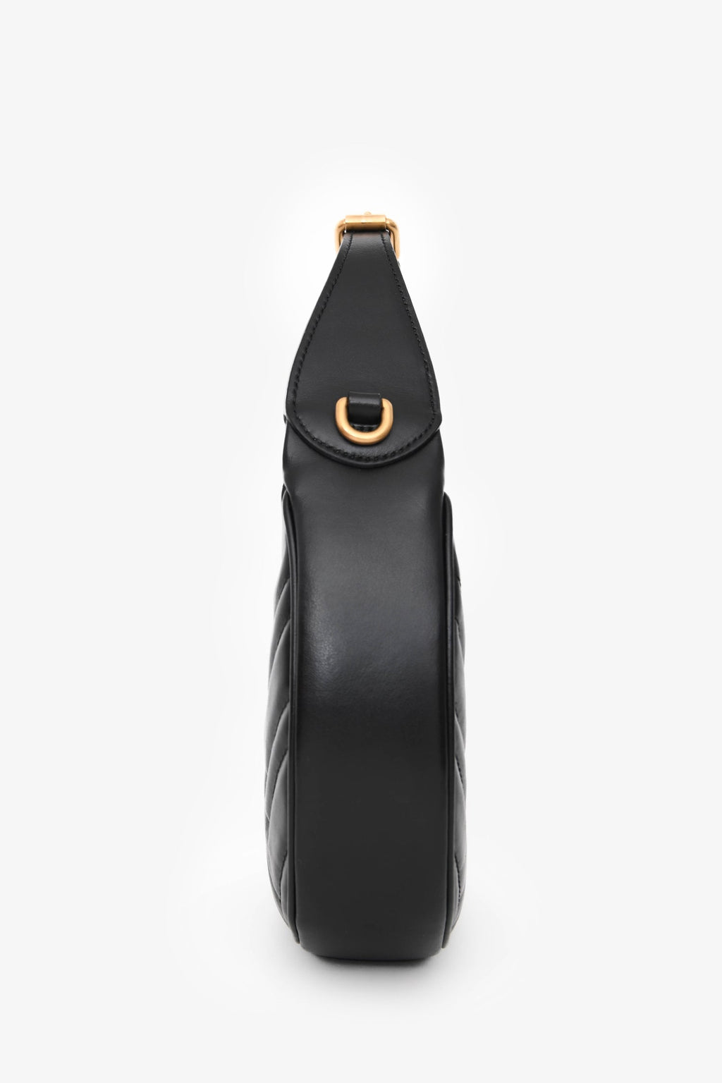 Gucci Black Leather GG Marmont Half Moon Top Handle Bag