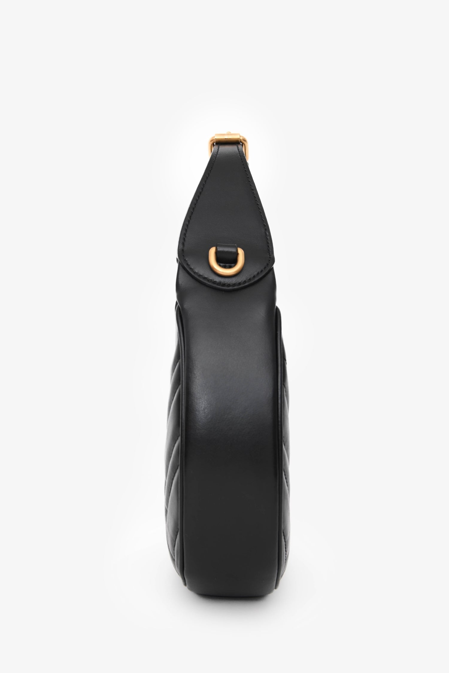 Gucci Black Leather GG Marmont Half Moon Top Handle Bag