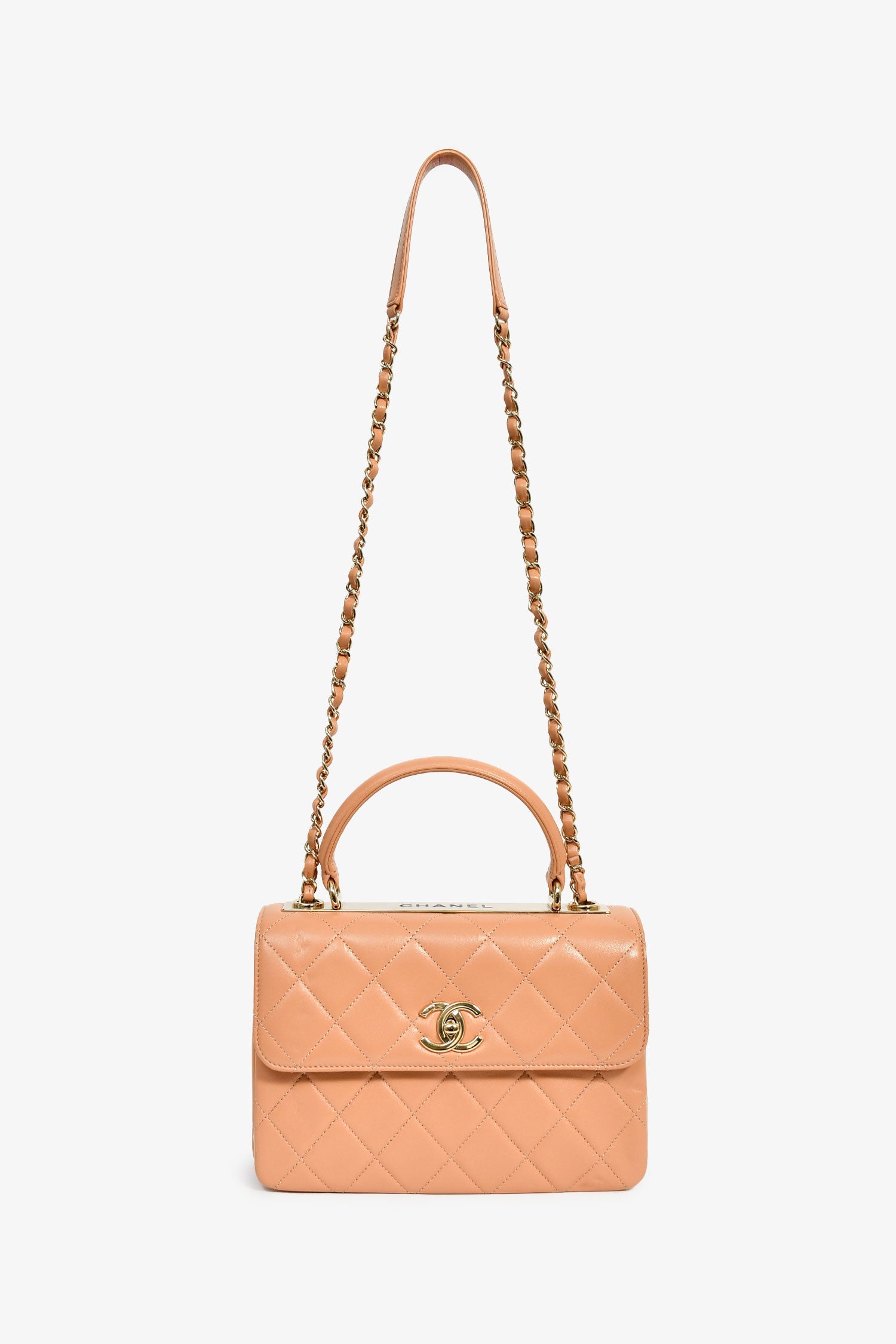 Pre-Loved Chanel™ 2017 Tan Lambskin Leather Small 'Trendy' Bag