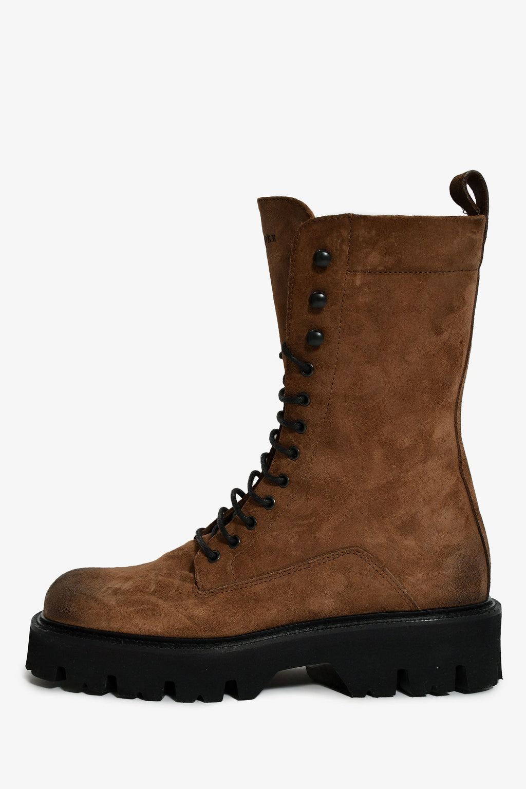 Sartore Chocolate Brown Distressed Suede Wax Combat Boots Size 36