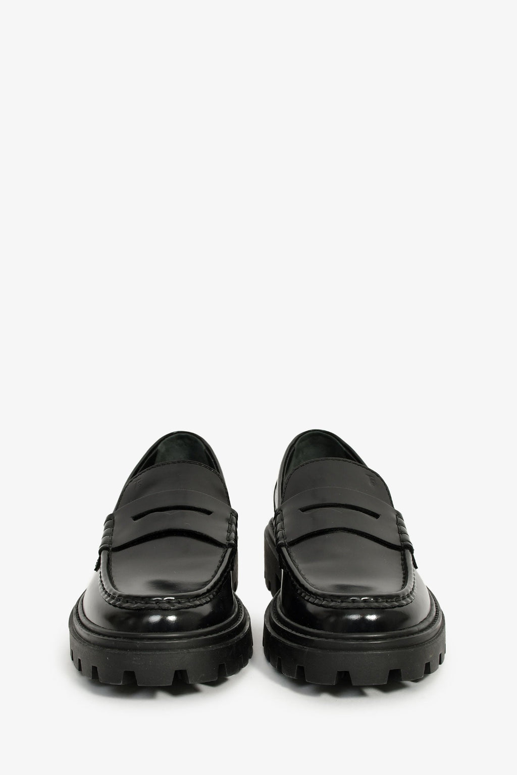 Tod's Black Leather Lug Sole Penny Loafers Size 36