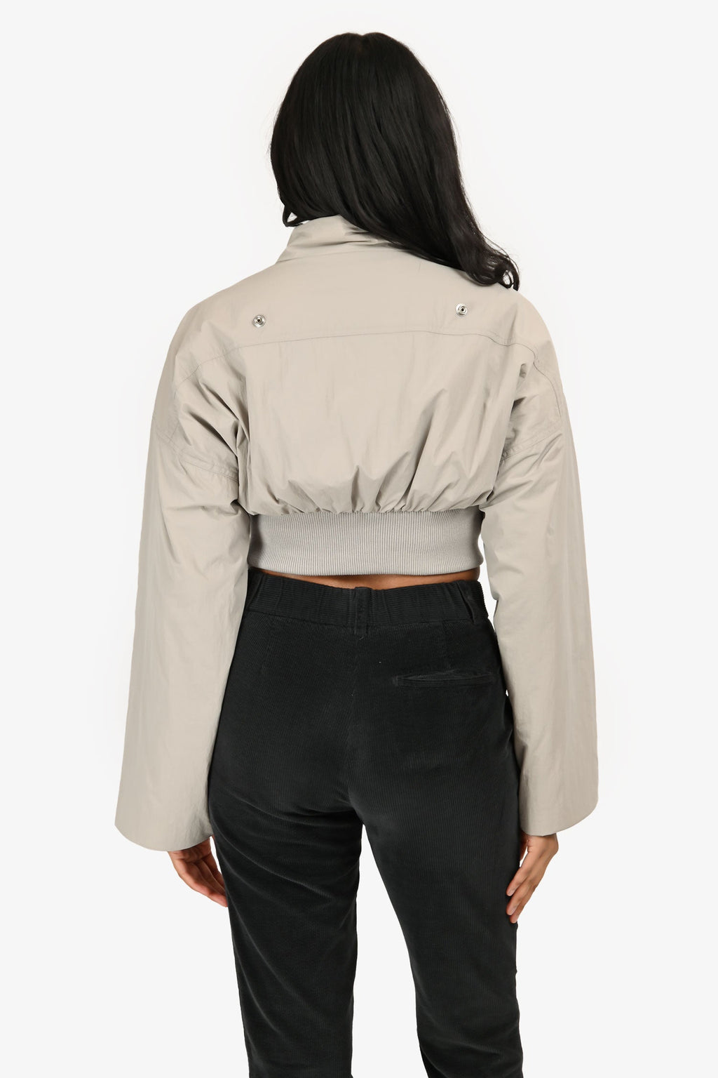 Rick Owens Grey Concordians Hollywood Cropped Flight Jacket Size 2 US
