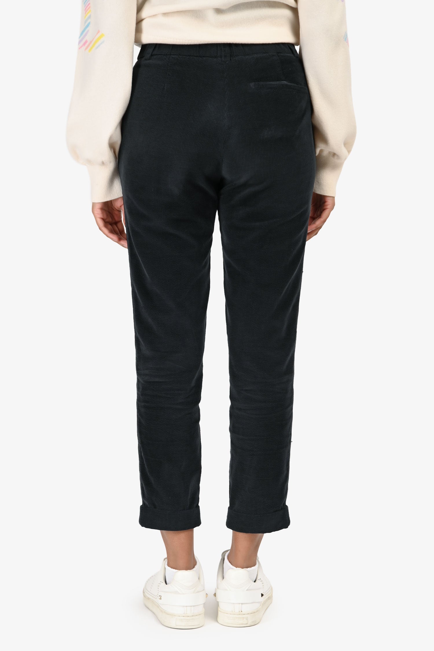 Tonet Dark Grey Pleated Corduroy Tapered Pants Estimated Size XS
