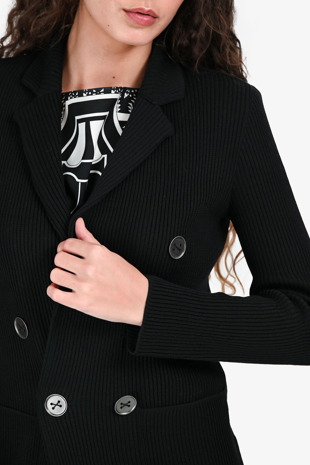 Tonet Black Knit Double Breasted igan Sweater Estimated Size XS