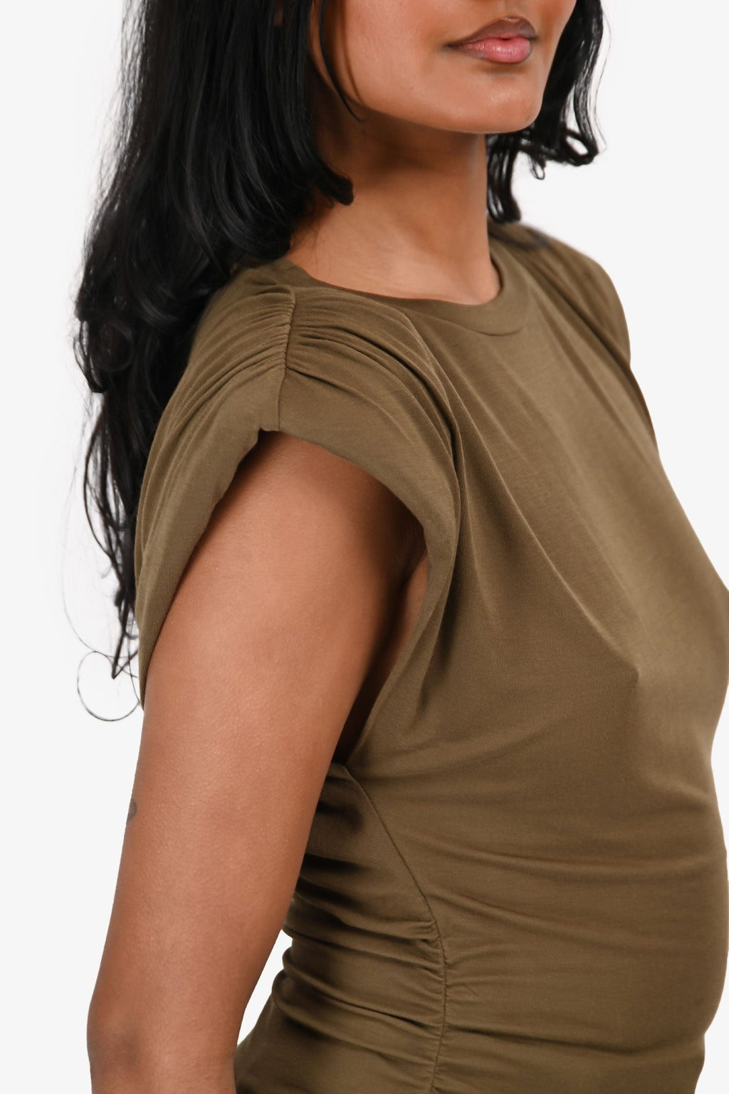 Isabel Marant Etoile Green Ruched 'Devani' T-Shirt Est. Size XS