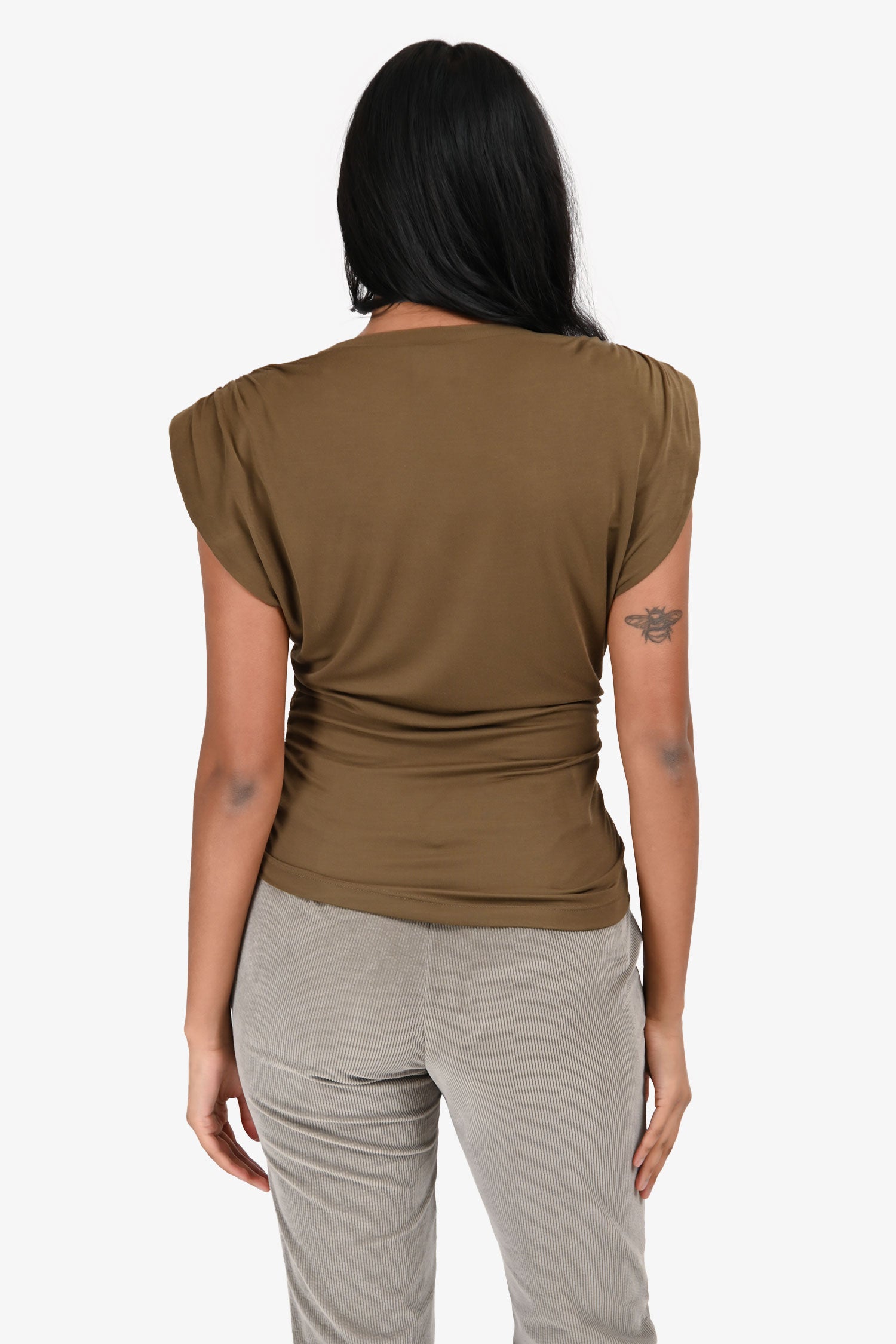 Isabel Marant Etoile Green Ruched 'Devani' T-Shirt Est. Size XS
